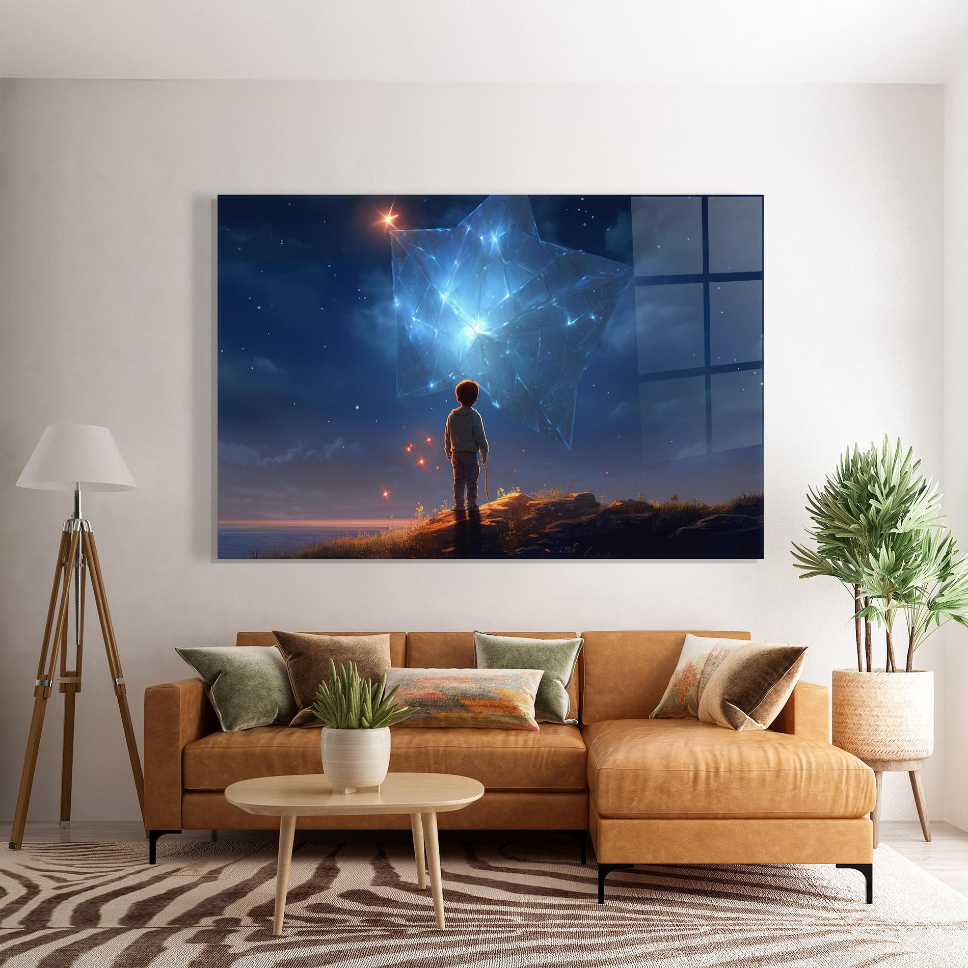 Стъклена картина Blue Star Floating mockup 7