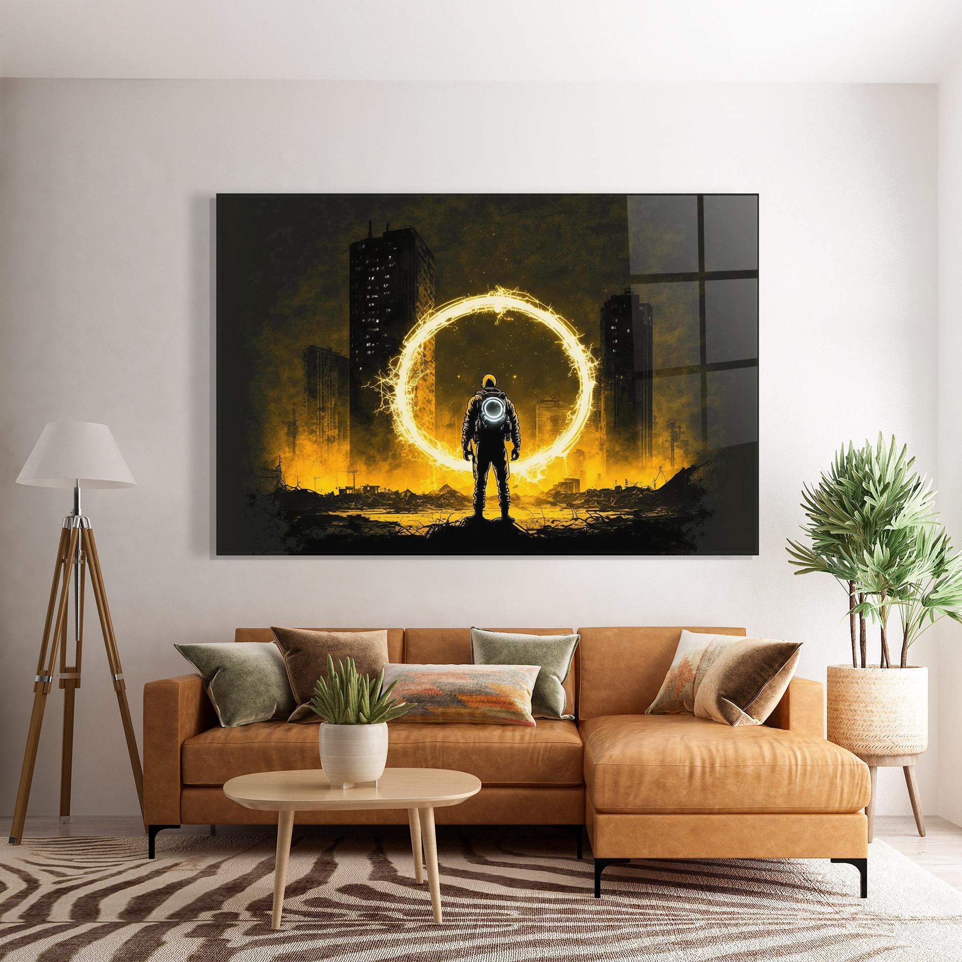 Стъклена картина Fire Portal mockup 7