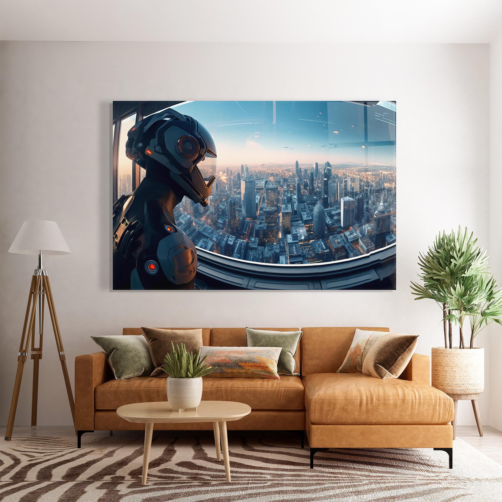 Стъклена картина Futuristic Robot mockup 7
