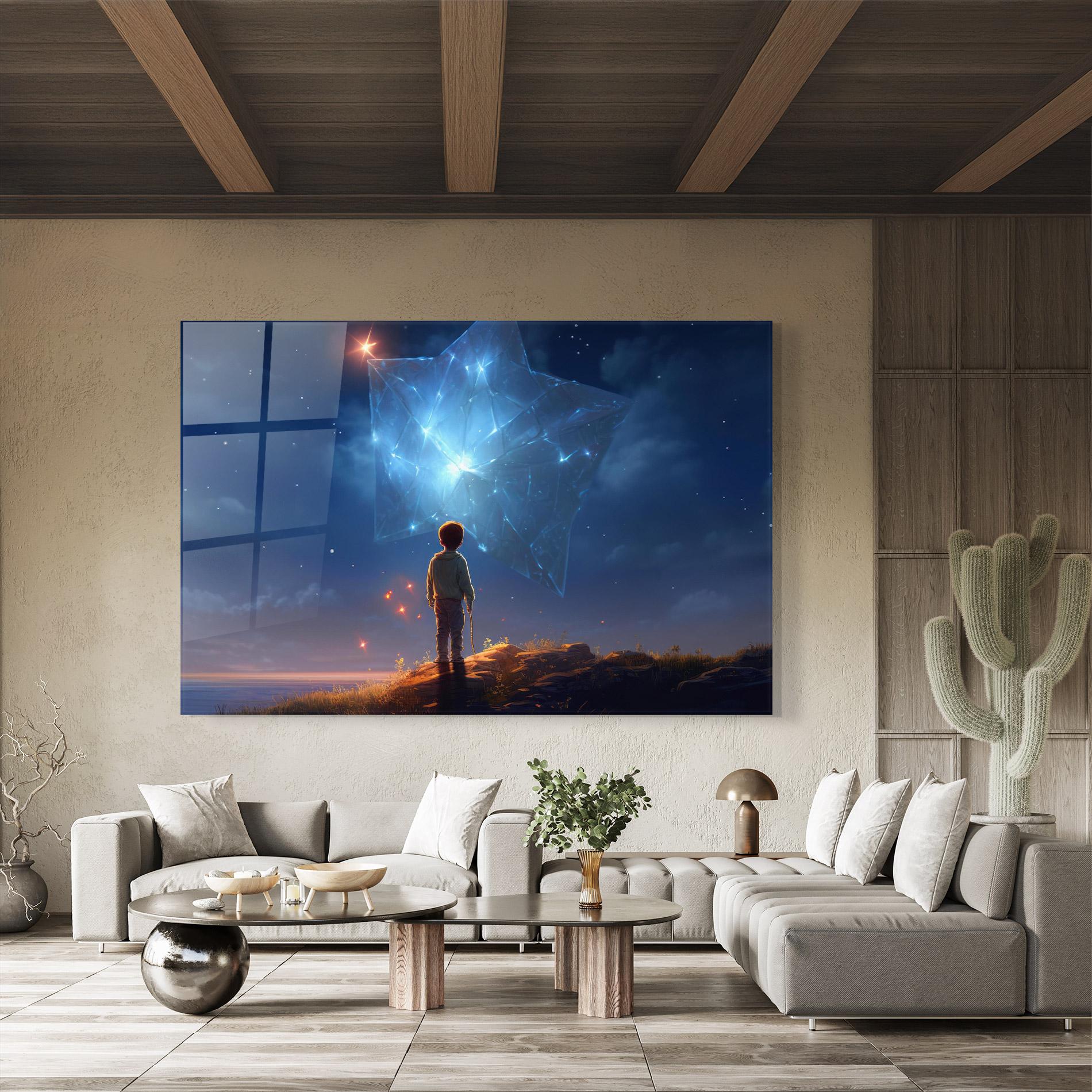 Стъклена картина Blue Star Floating mockup 8