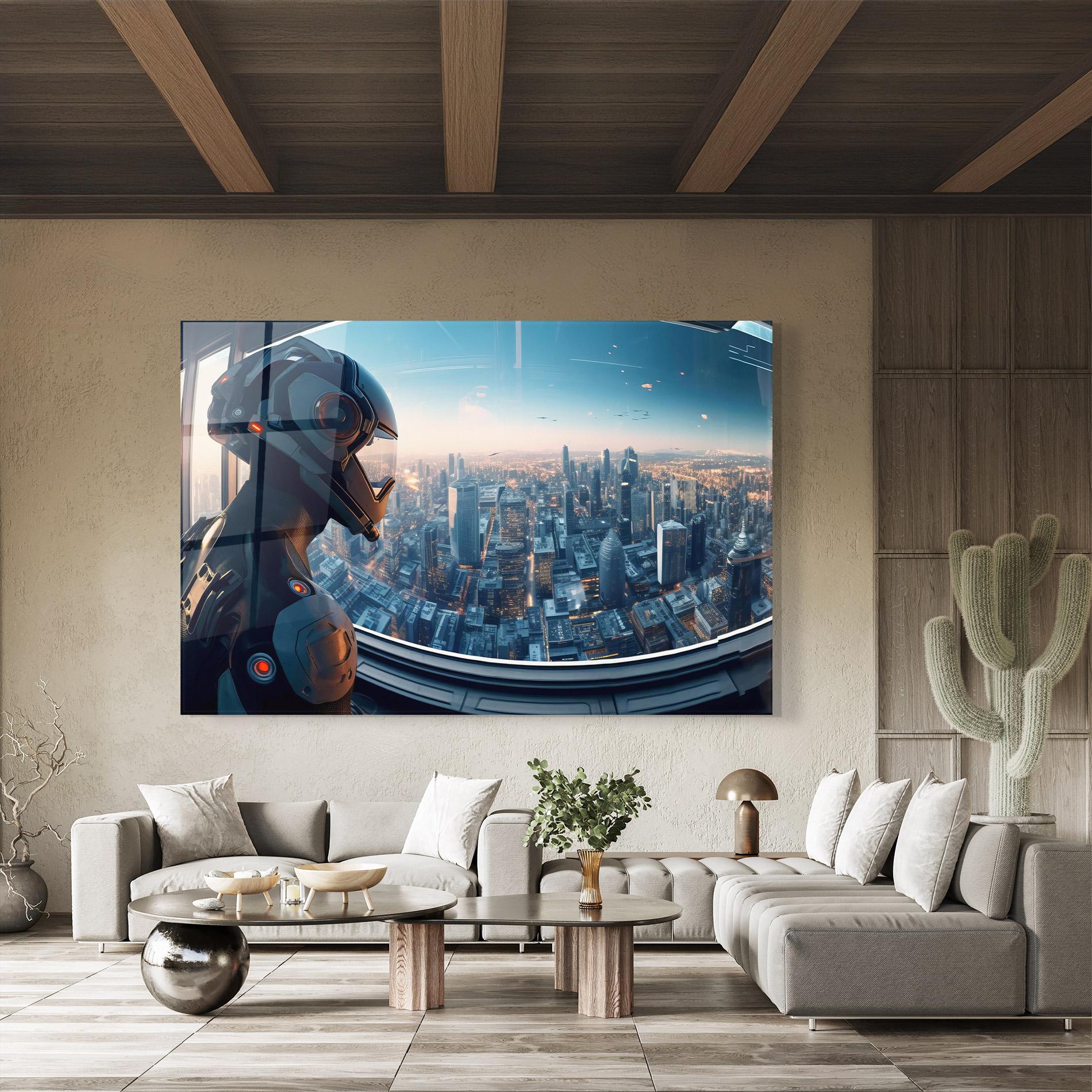 Стъклена картина Futuristic Robot mockup 8