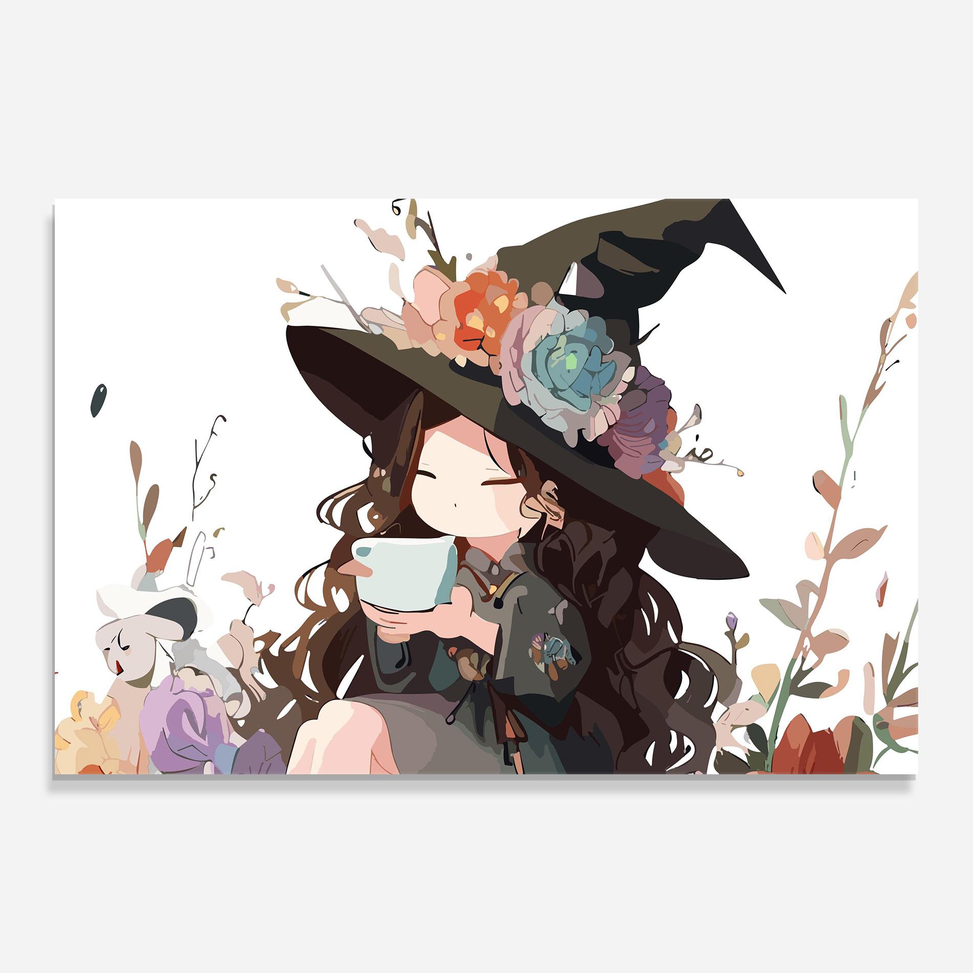 Стъклена картина Cute Witch mockup 0