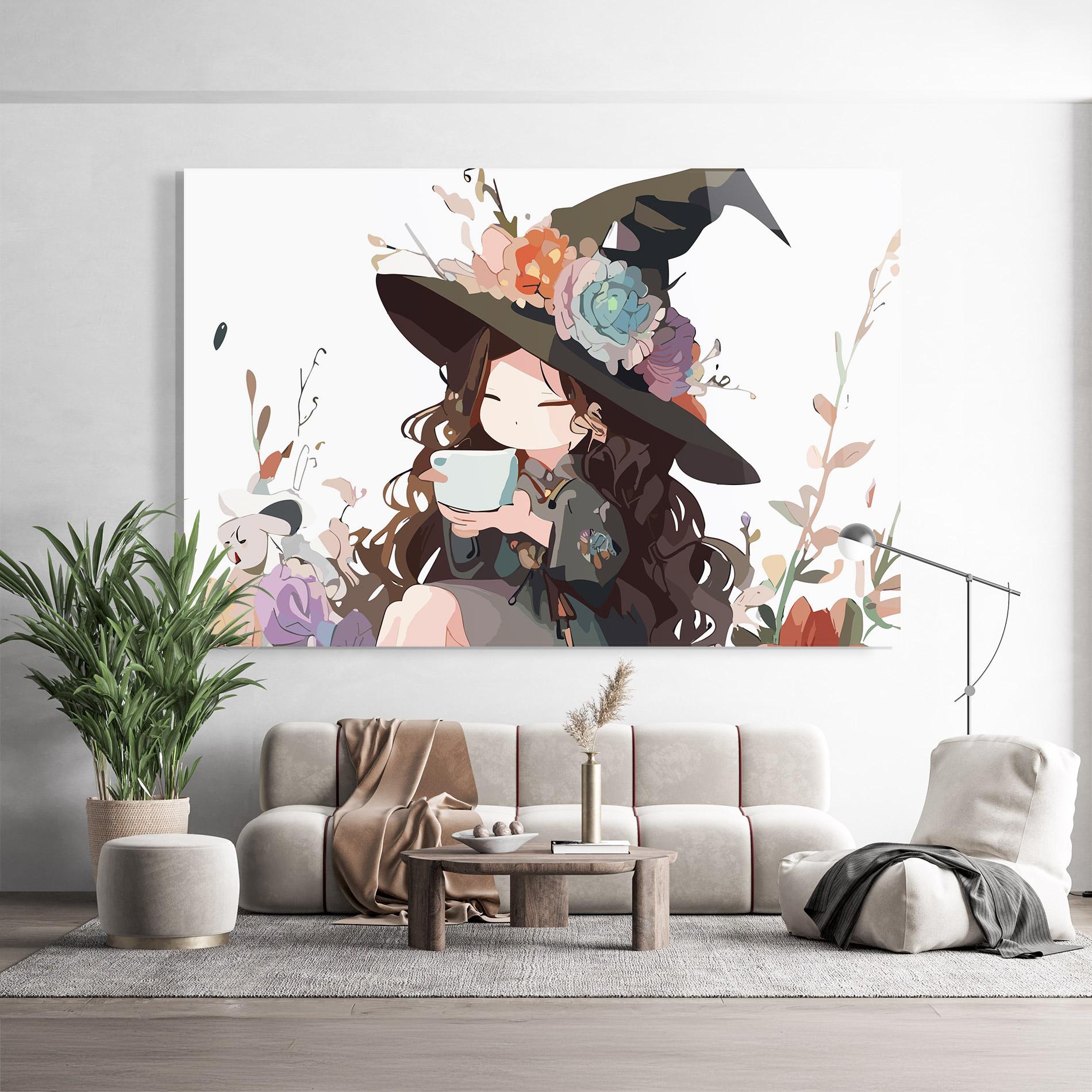 Стъклена картина Cute Witch mockup 9