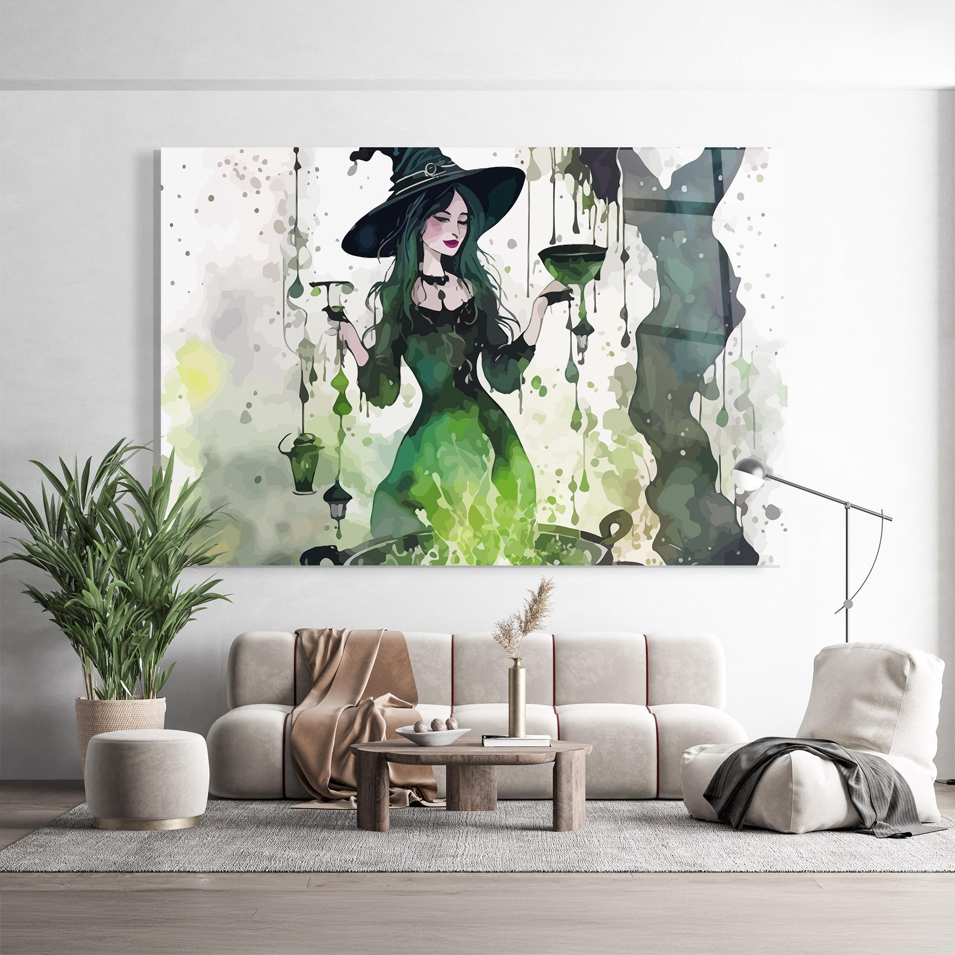 Стъклена картина Green Light Witch mockup 9