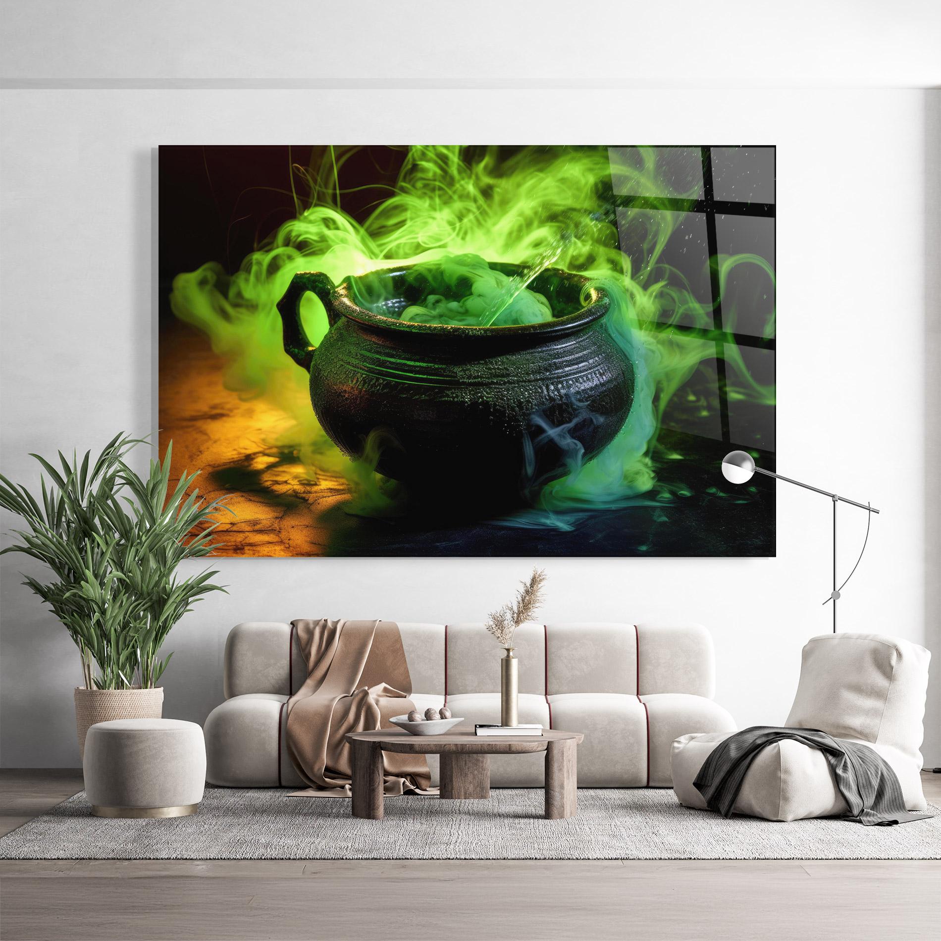 Стъклена картина Green Portion mockup 9