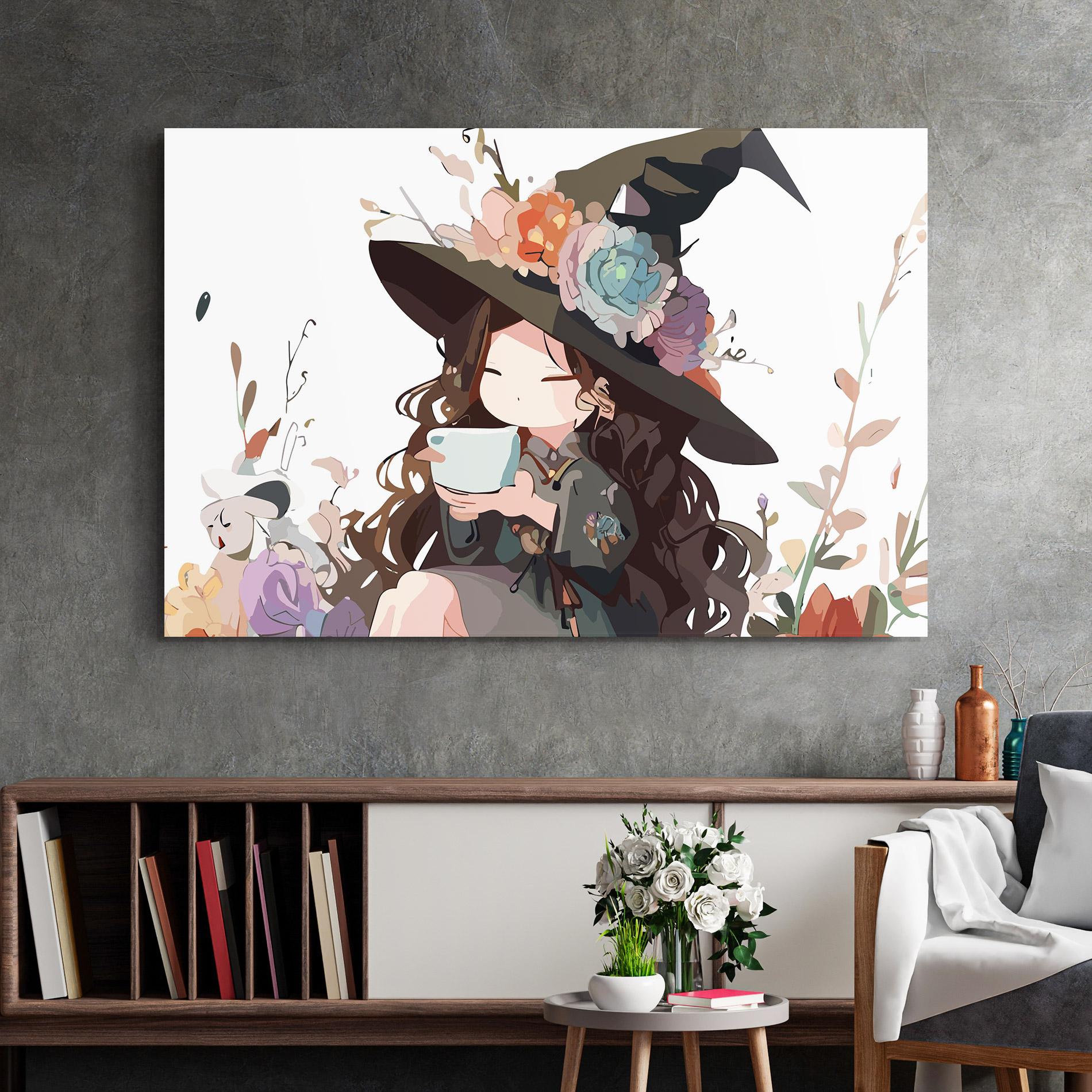 Стъклена картина Cute Witch mockup 2