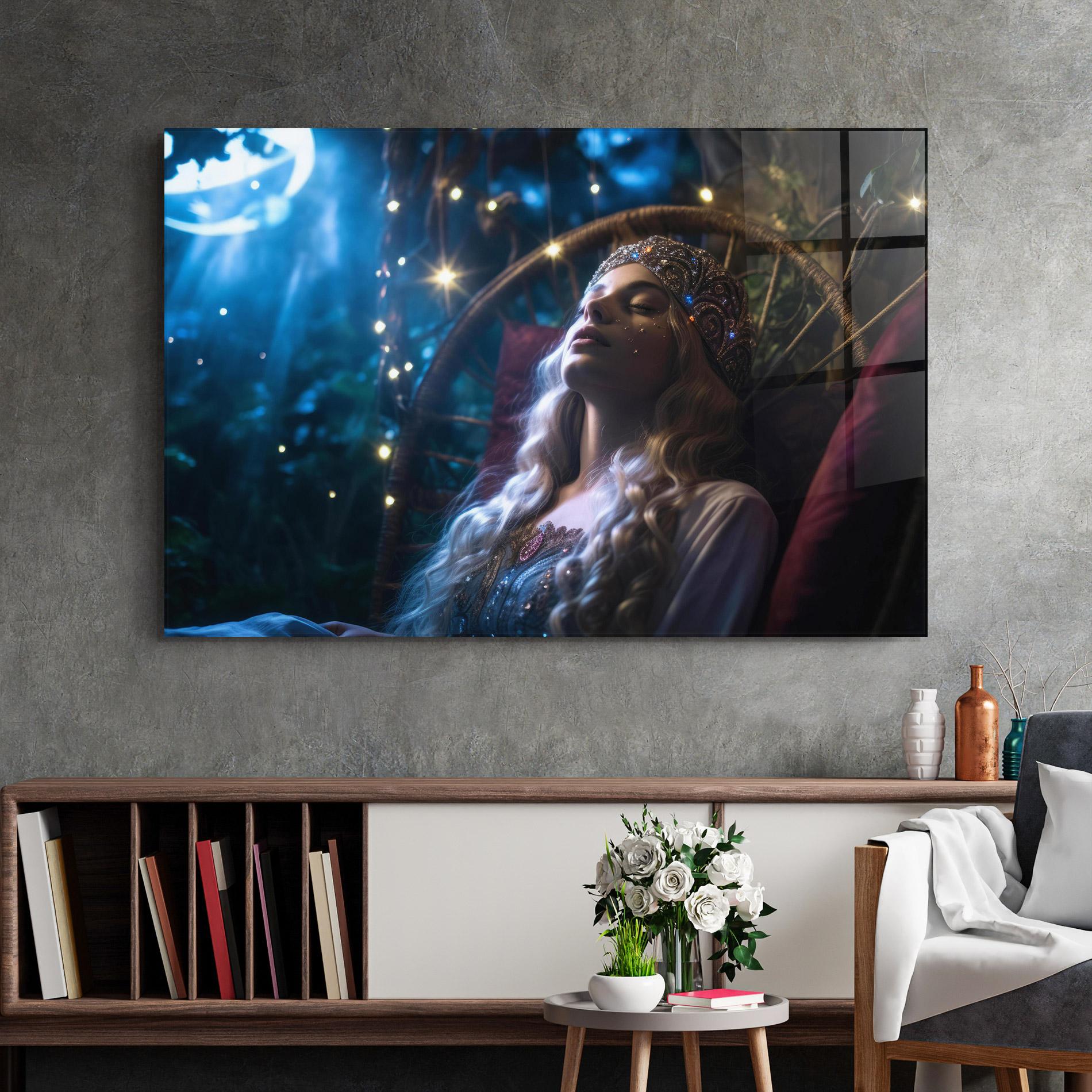 Стъклена картина Witch Sleeping mockup 2