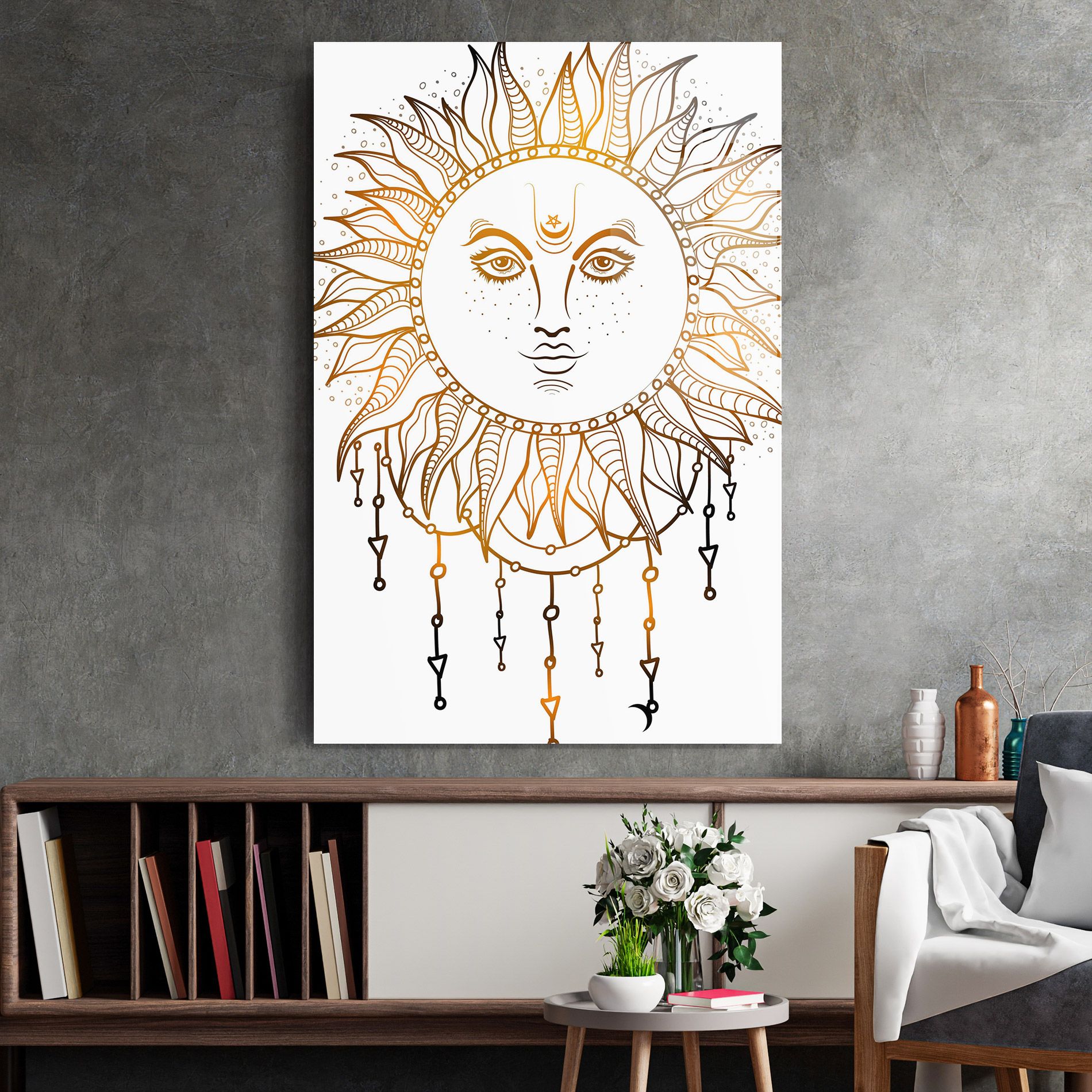 Gold Sun Face mockup 2
