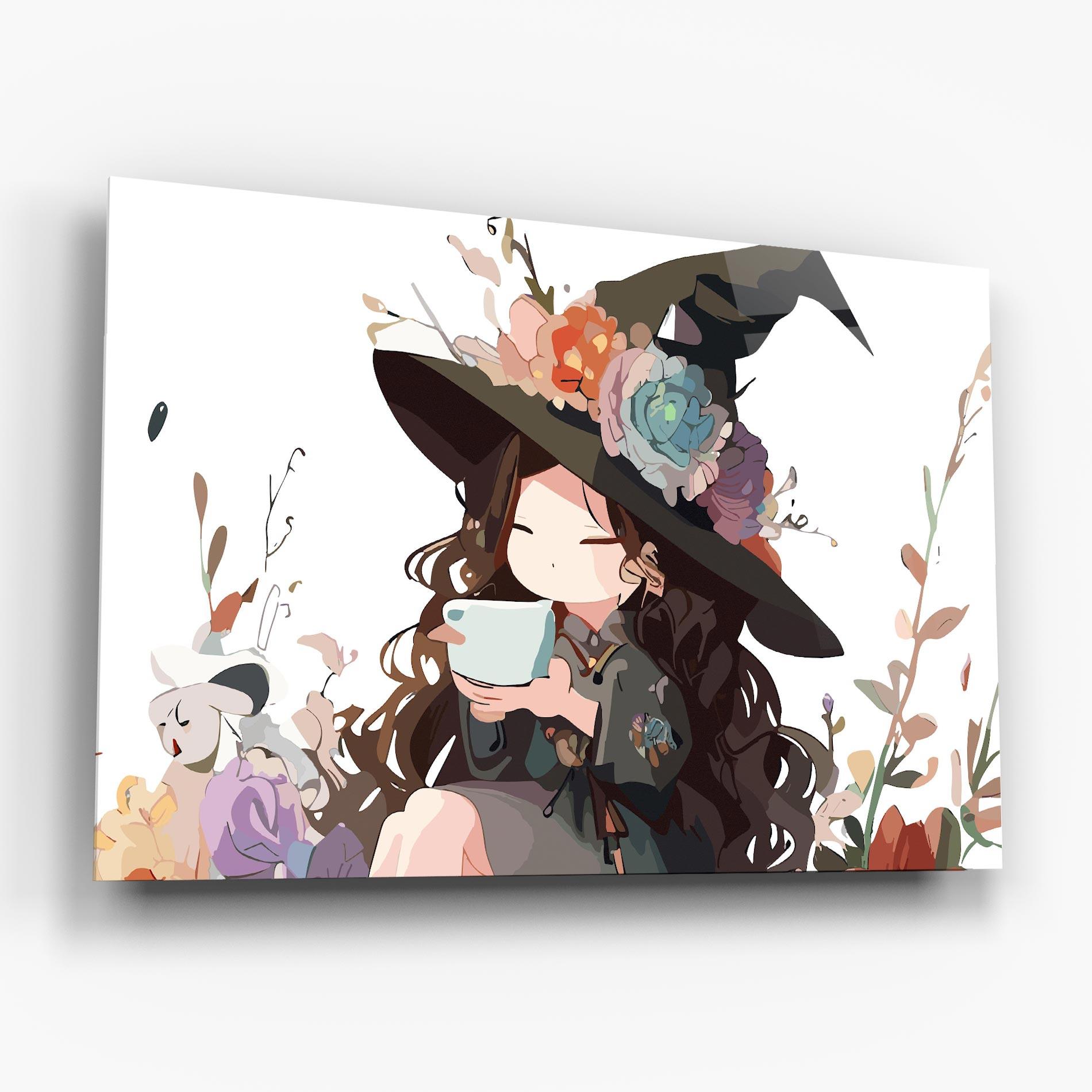 Стъклена картина Cute Witch mockup 6