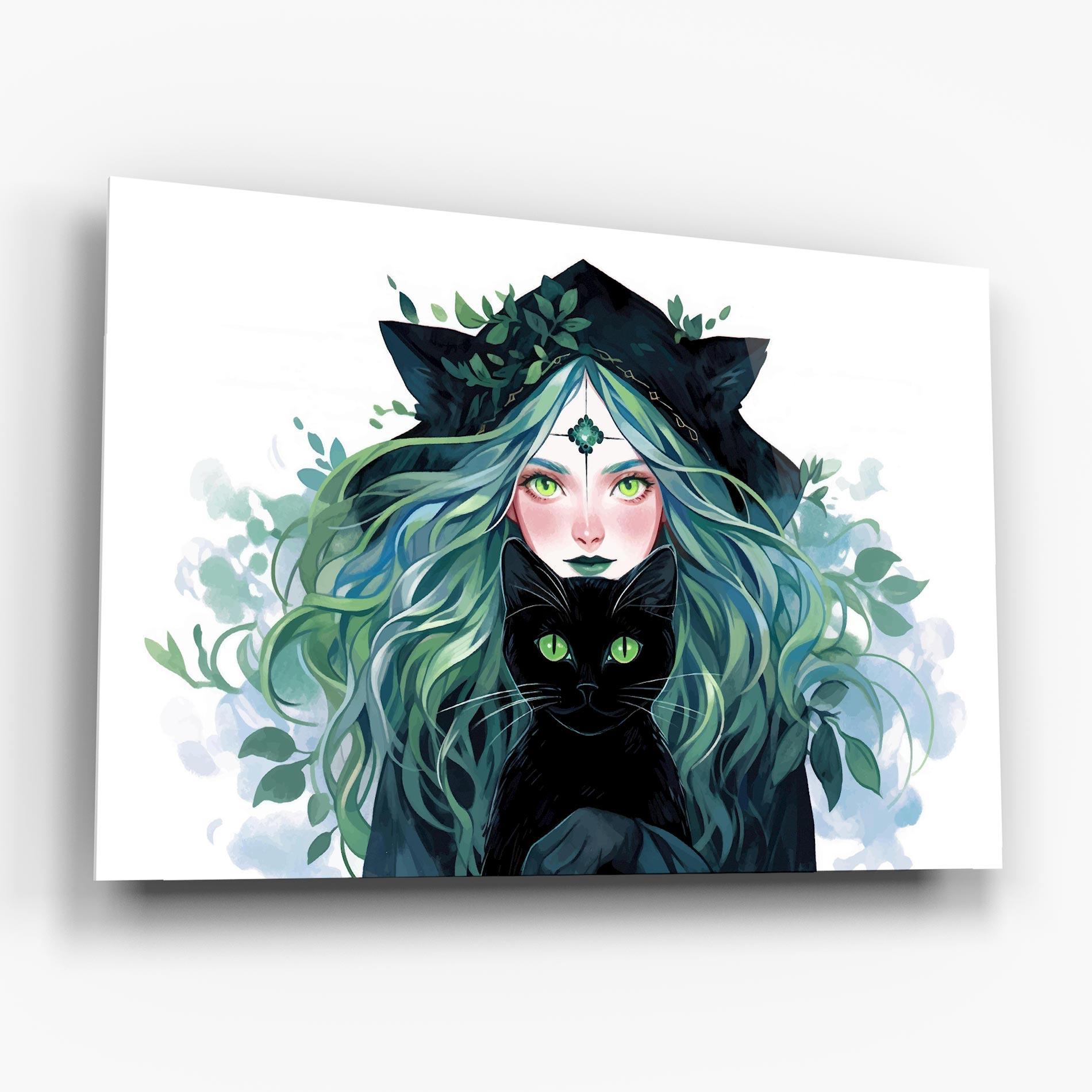 Стъклена картина Magic Cat Witch mockup 6