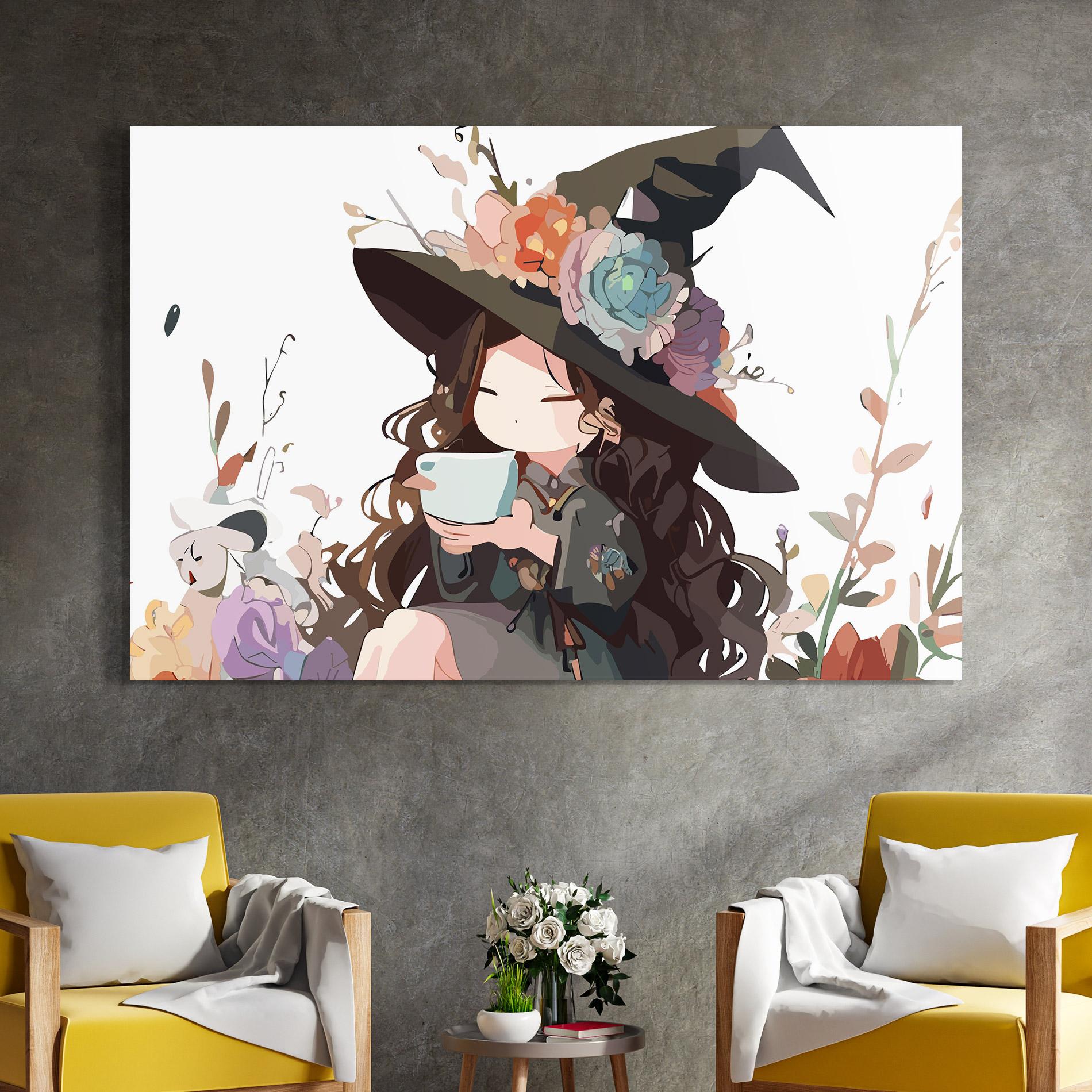 Стъклена картина Cute Witch mockup 4