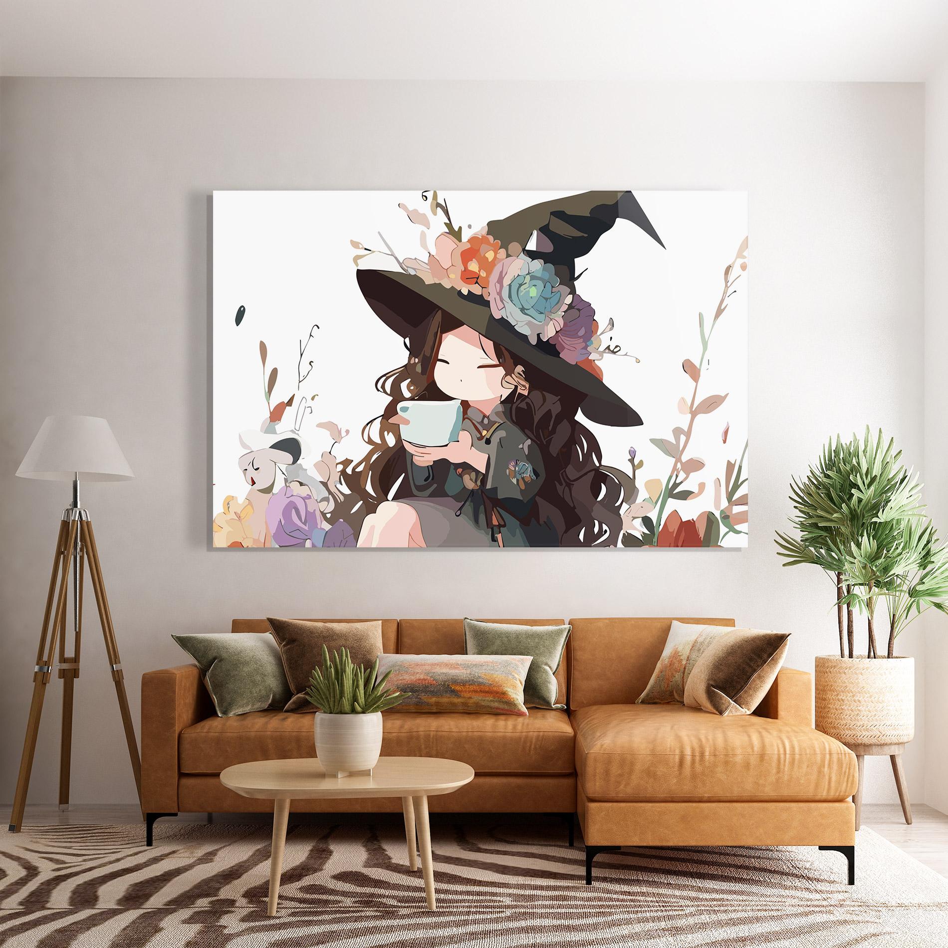 Стъклена картина Cute Witch mockup 7