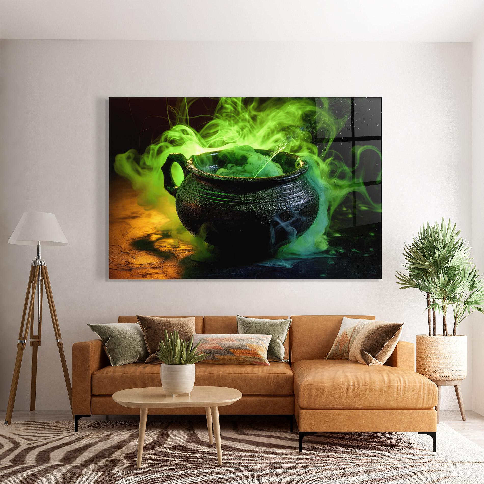 Стъклена картина Green Portion mockup 7