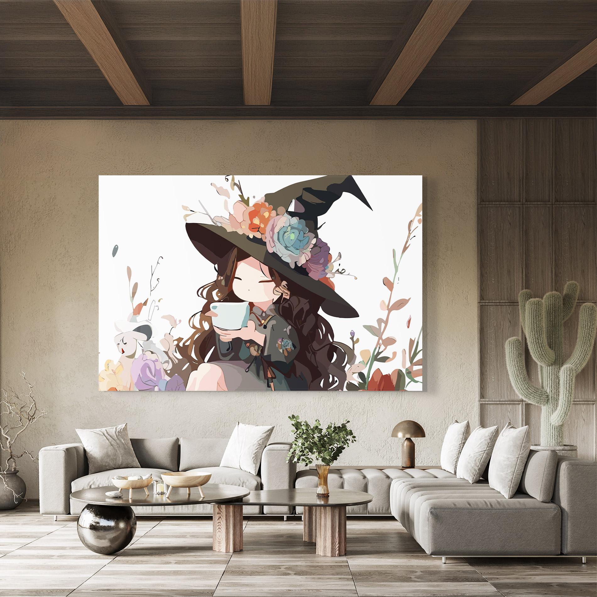 Стъклена картина Cute Witch mockup 8