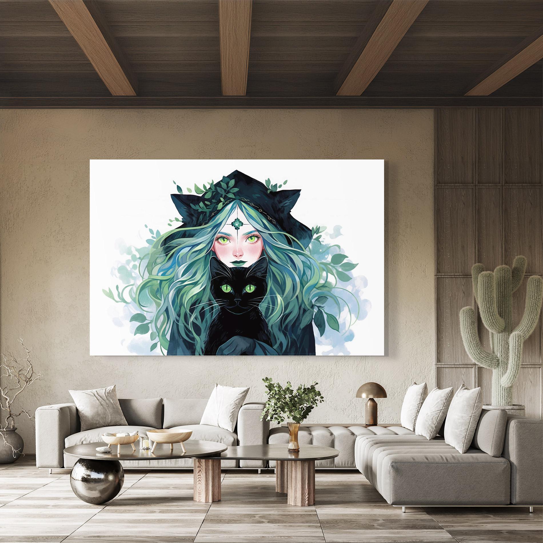 Стъклена картина Magic Cat Witch mockup 8