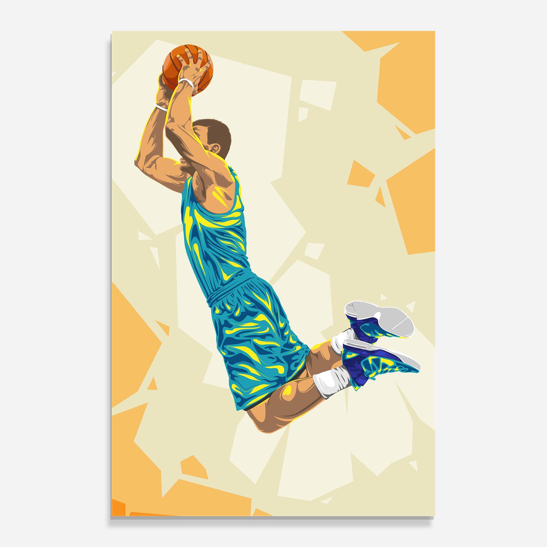Стъклена картина Basketball Dunk Pose mockup 0