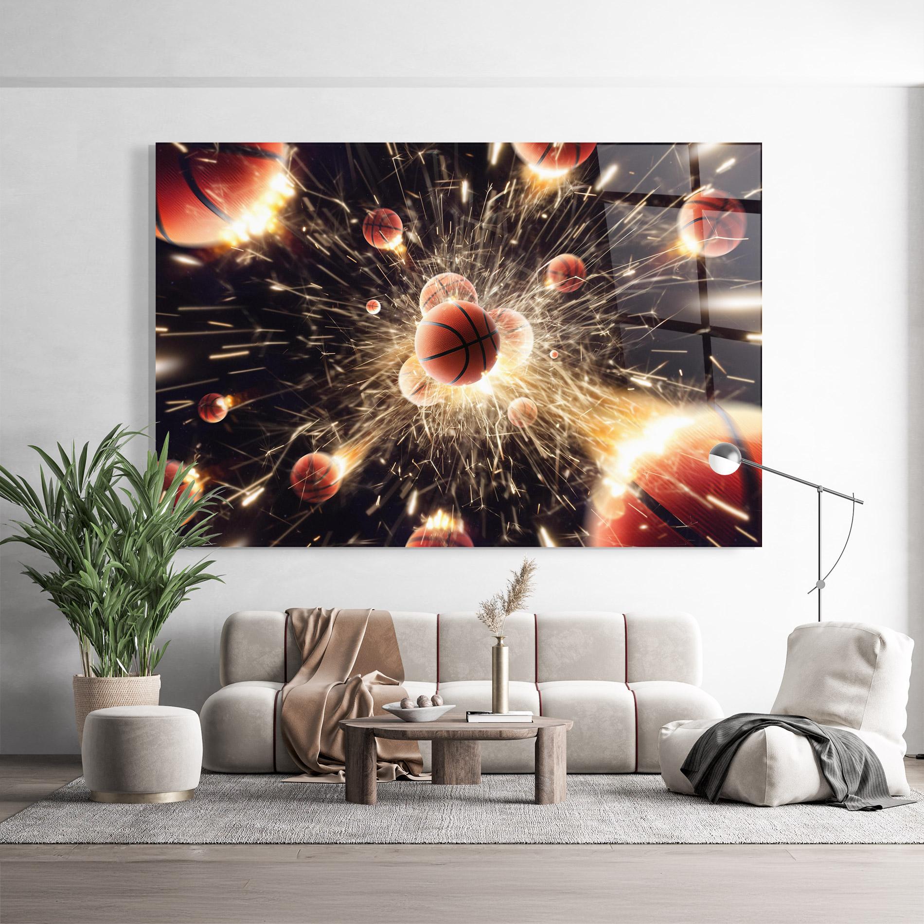 Стъклена картина Basketball Explosion mockup 9