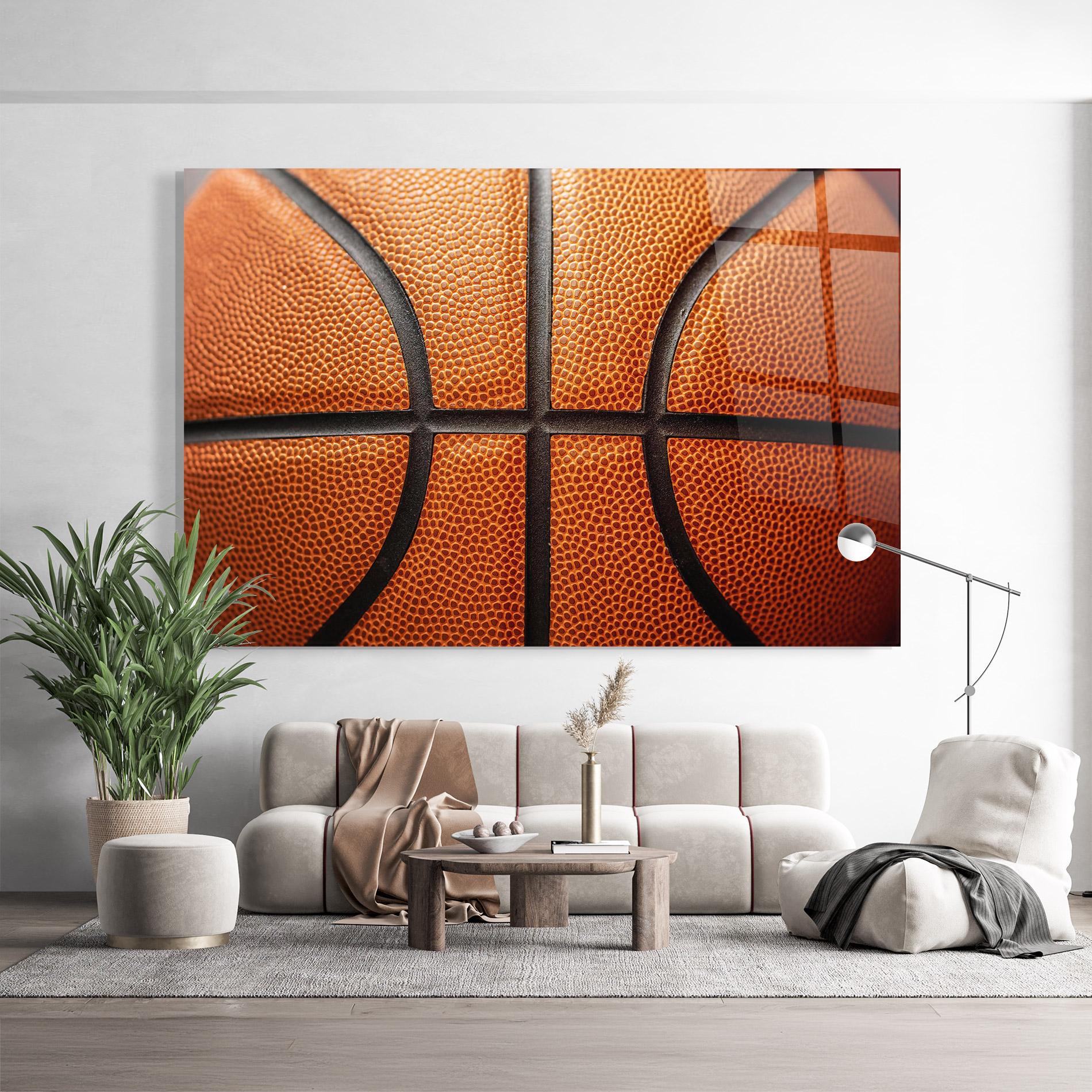 Стъклена картина Close Up Leather Basketball mockup 9