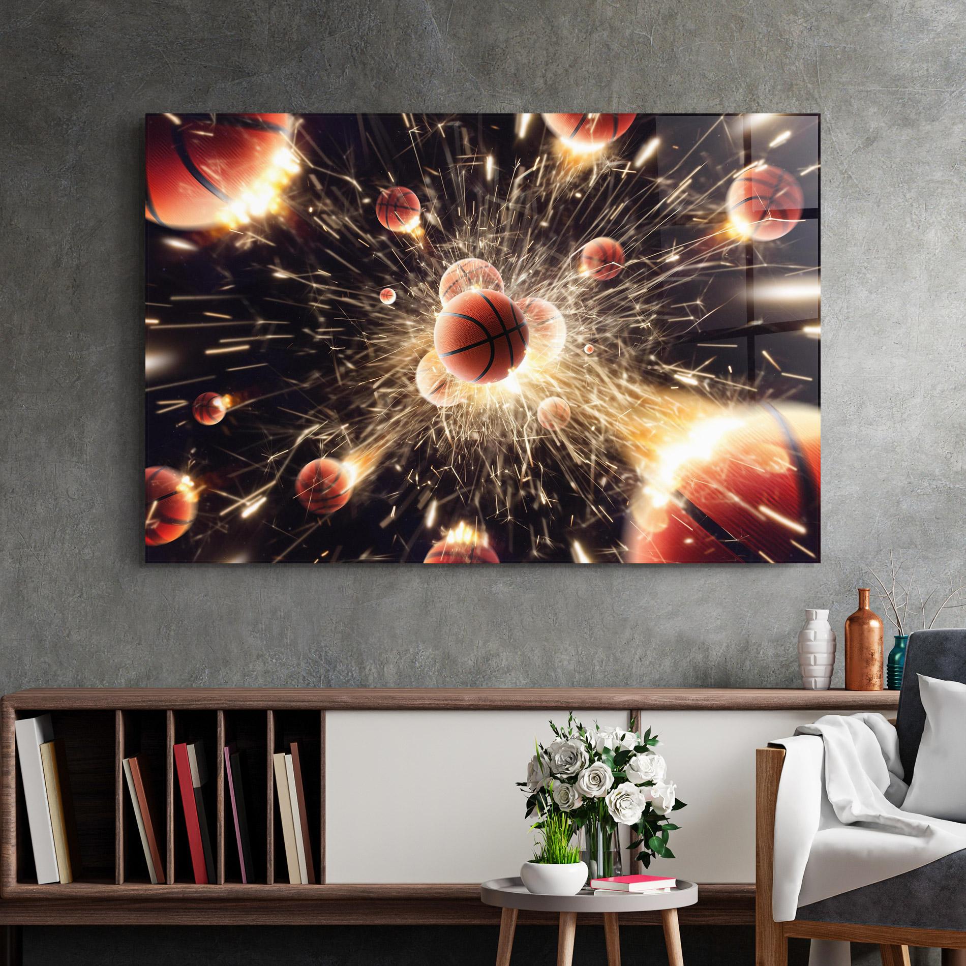 Стъклена картина Basketball Explosion mockup 2
