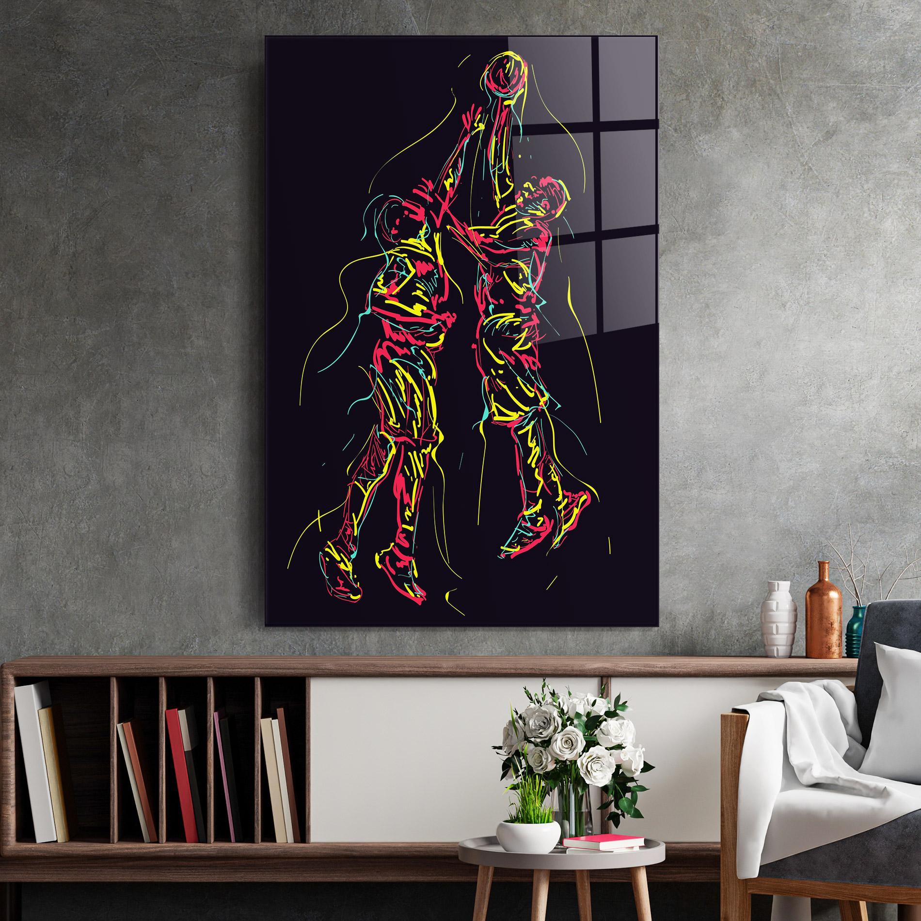 Стъклена картина Basket Line Jump mockup 2