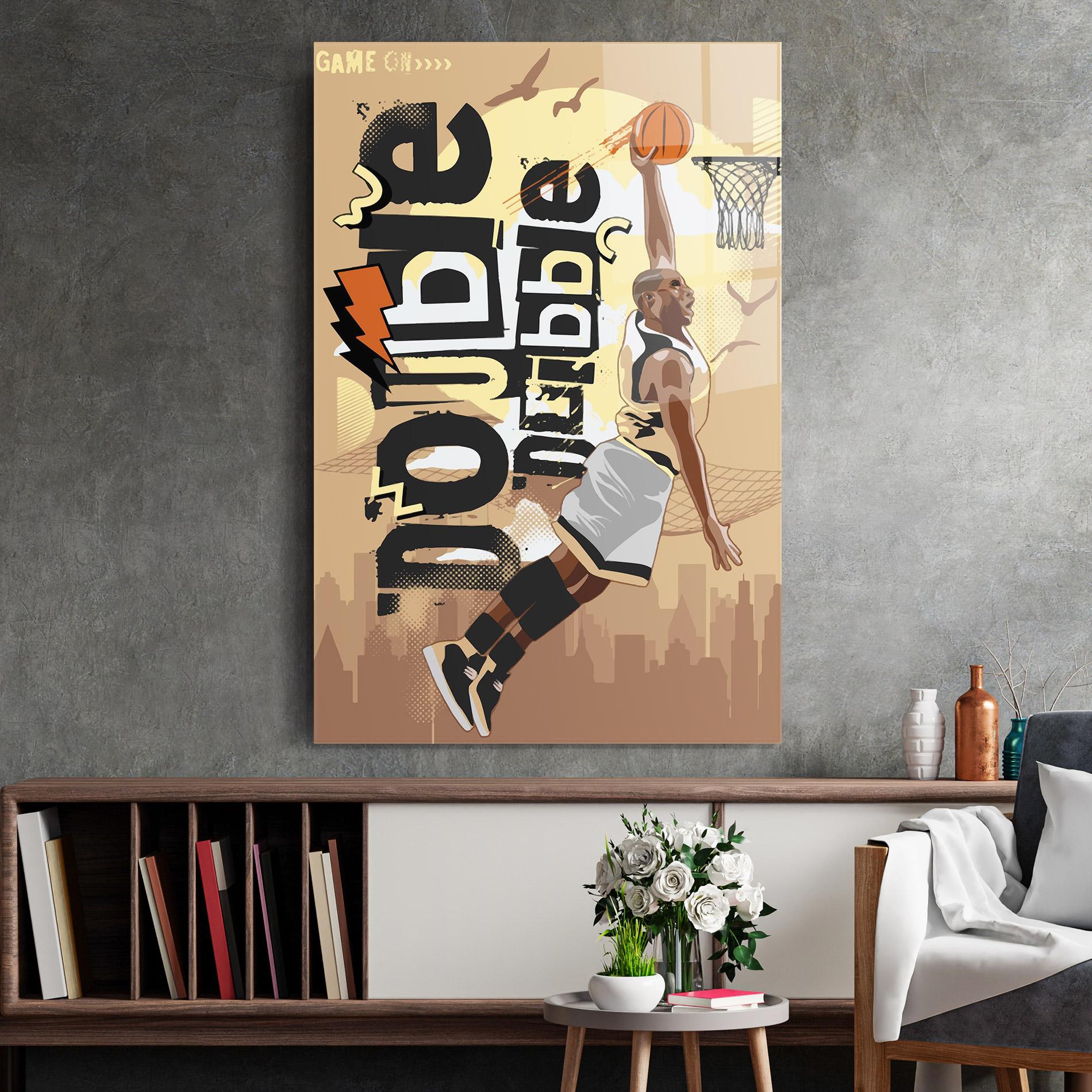 Стъклена картина Double Dribble mockup 2