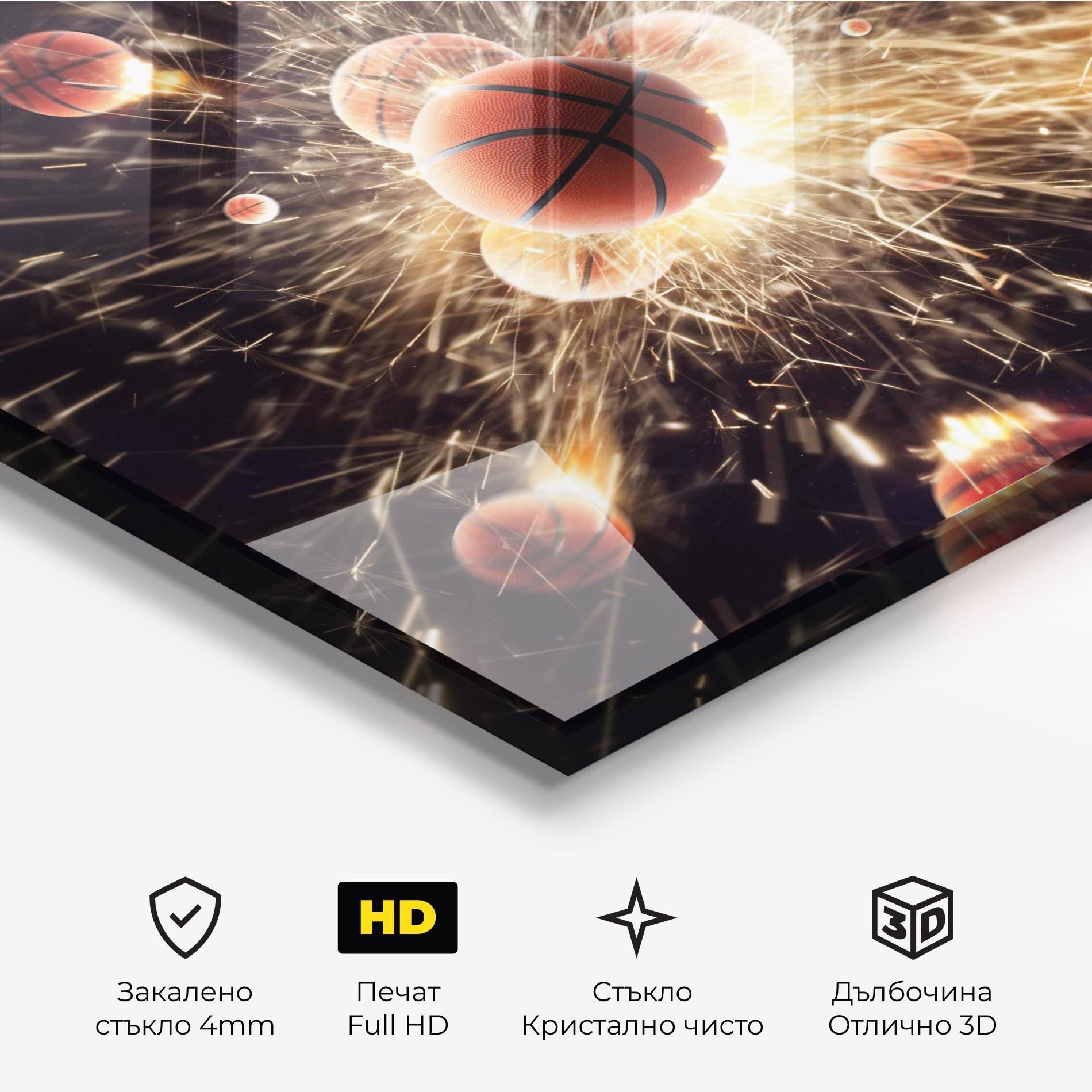 Стъклена картина Basketball Explosion mockup 3