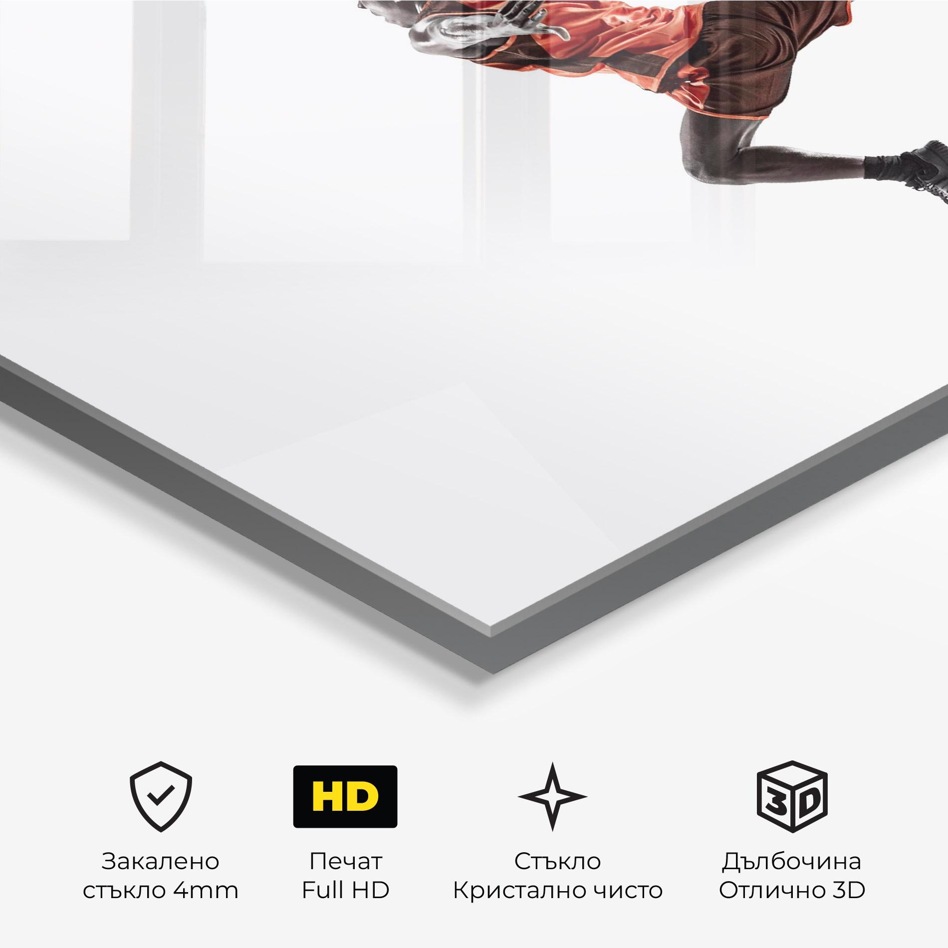 Стъклена картина Basketball Player Flying mockup 3