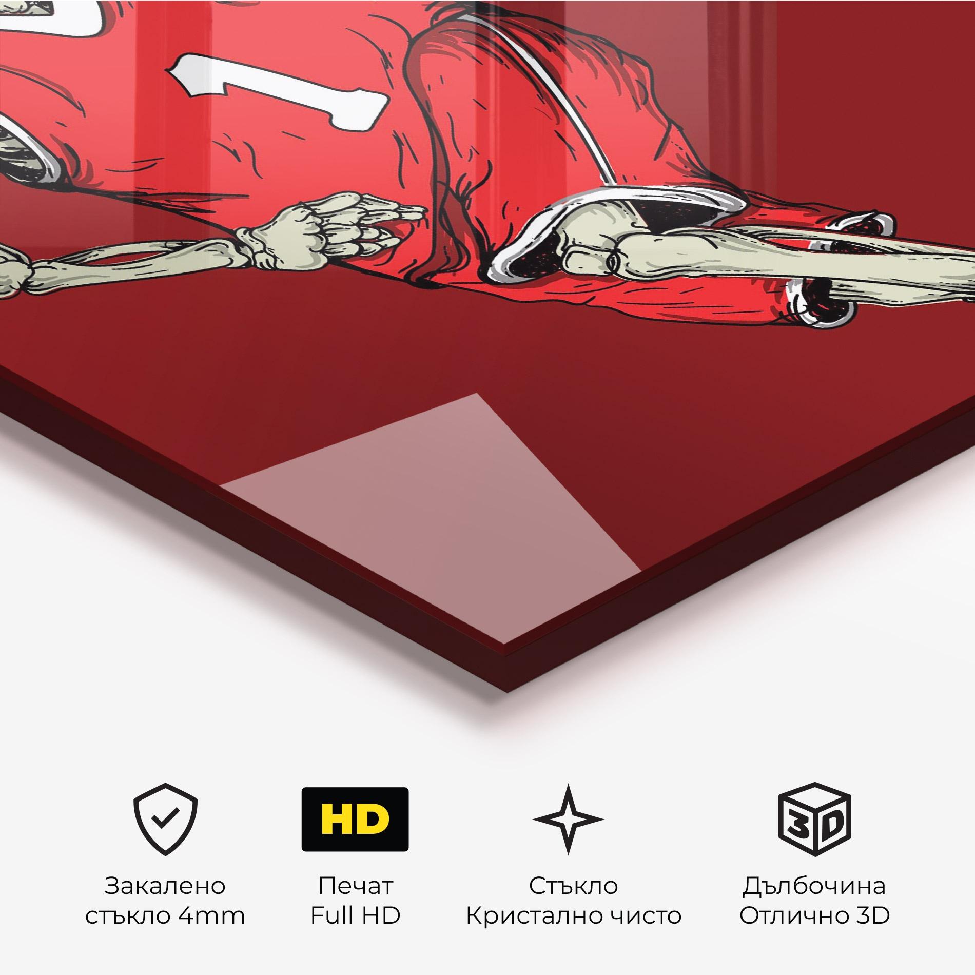 Стъклена картина Basketball Skull mockup 3