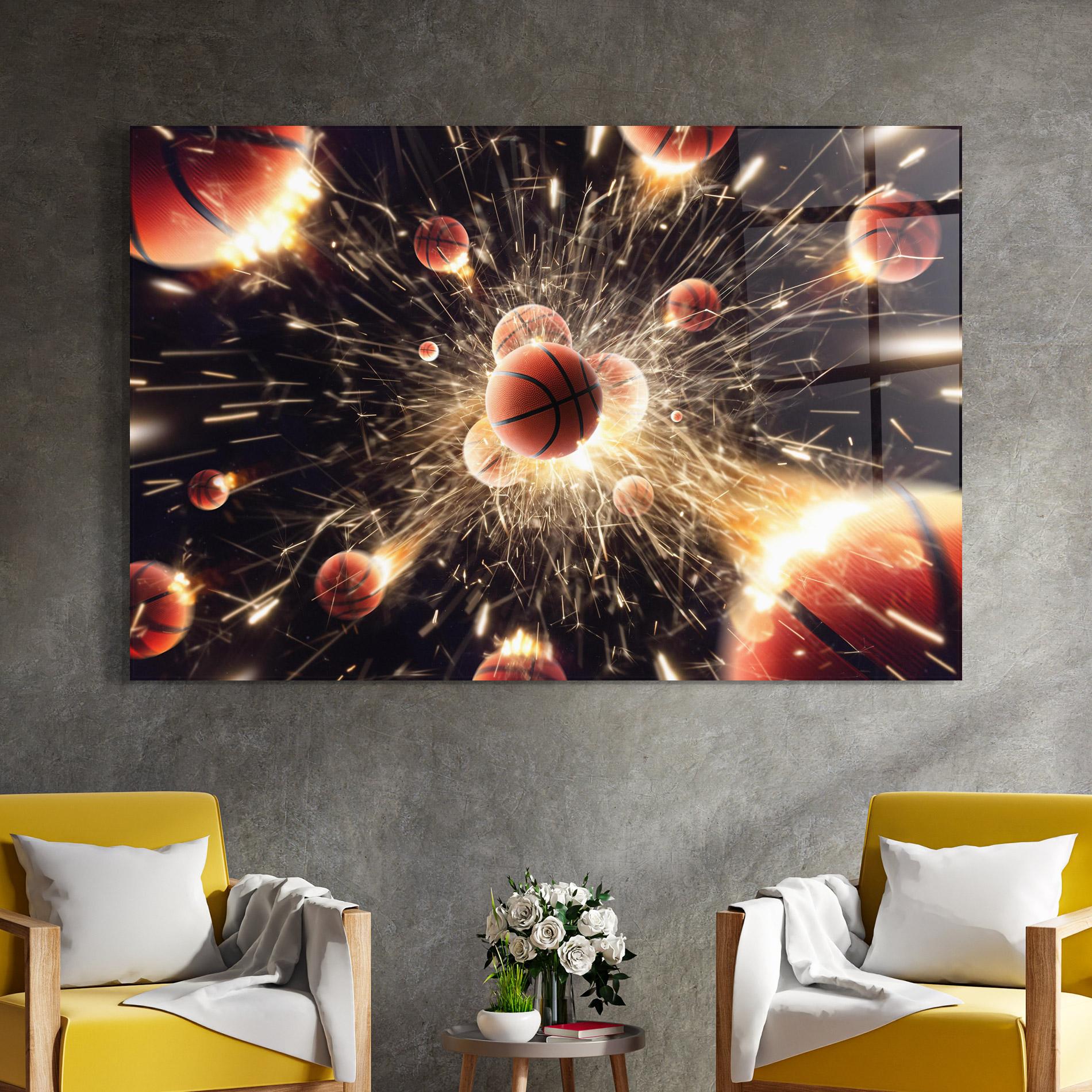 Стъклена картина Basketball Explosion mockup 4