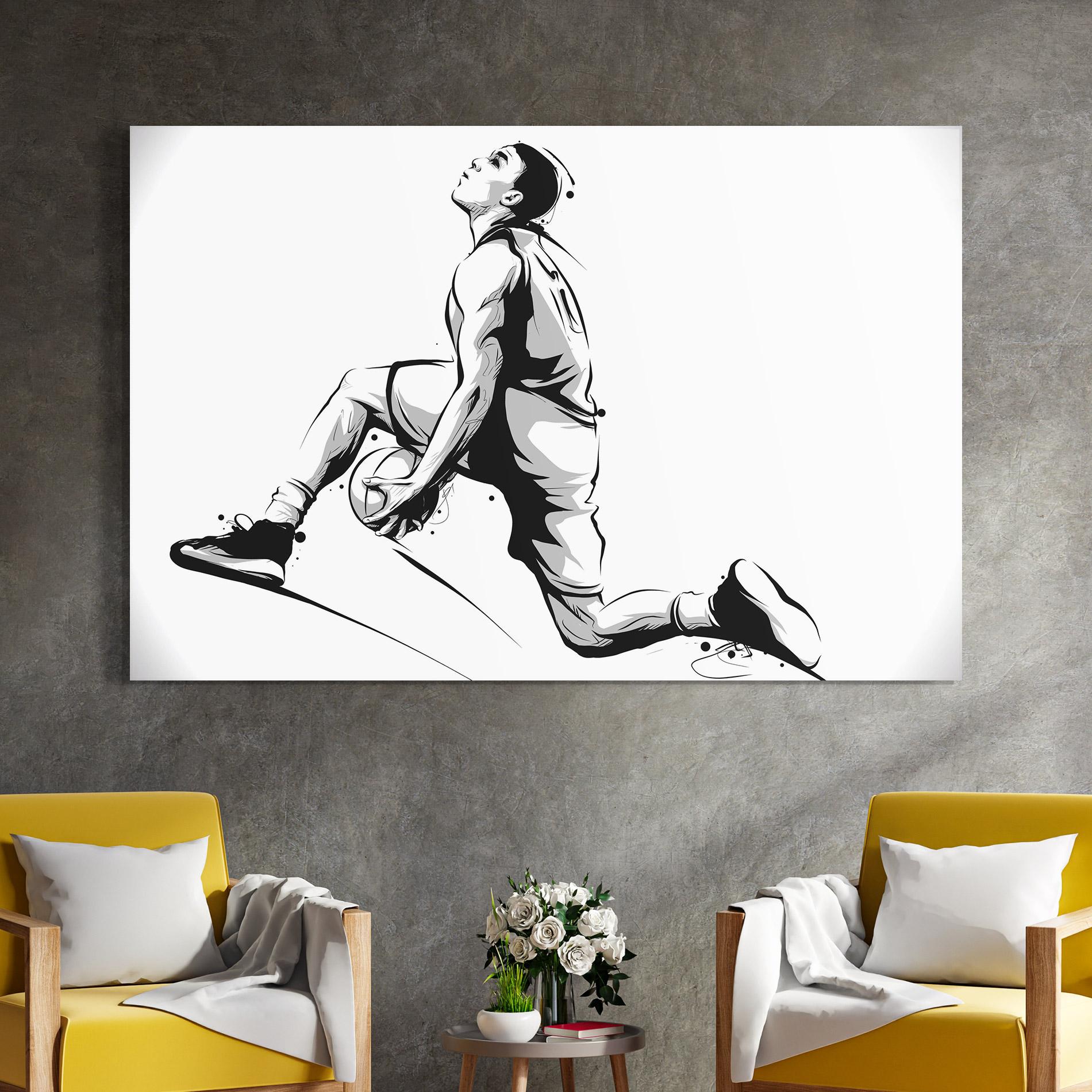 Стъклена картина Basketball Player Jump mockup 4