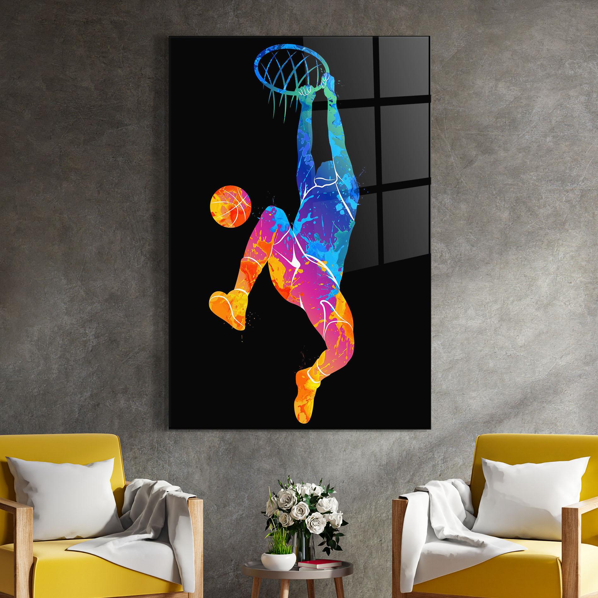 Стъклена картина Blue Basket Hoop mockup 4