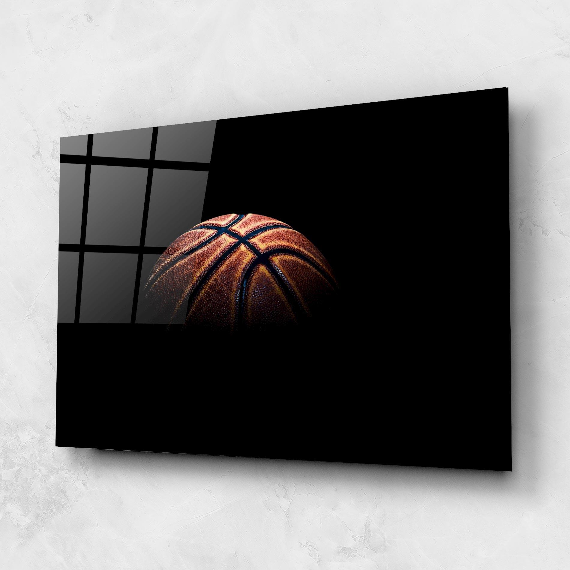 Стъклена картина Basketball Ball In Dark mockup 1