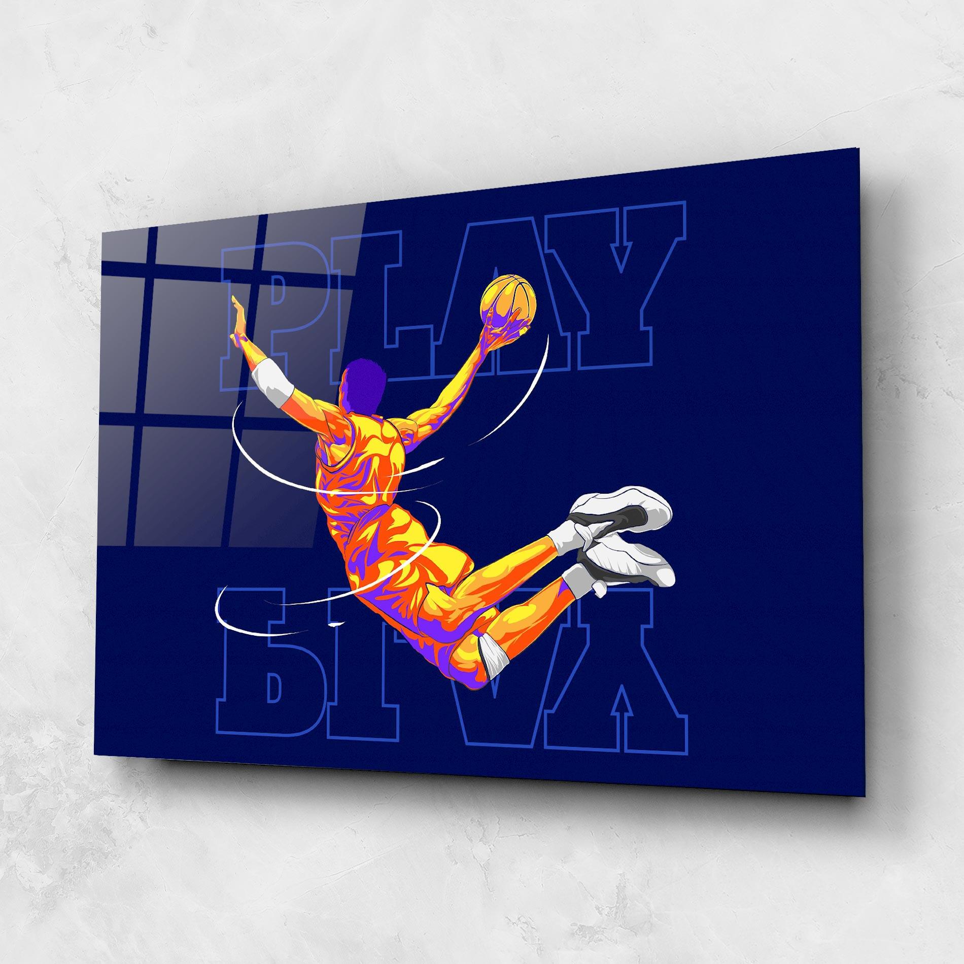Стъклена картина Basketball Blue mockup 1