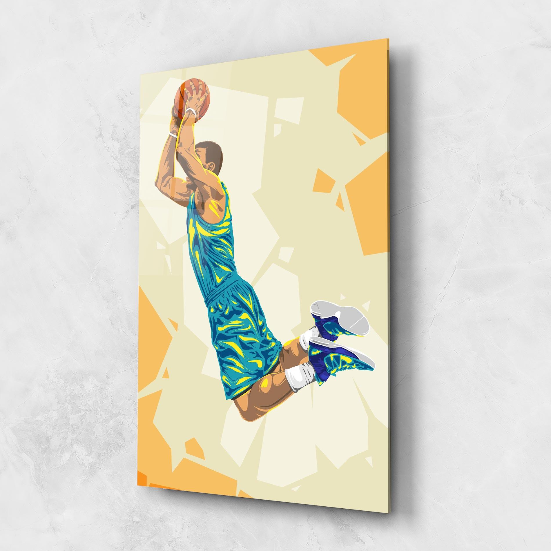Стъклена картина Basketball Dunk Pose mockup 1