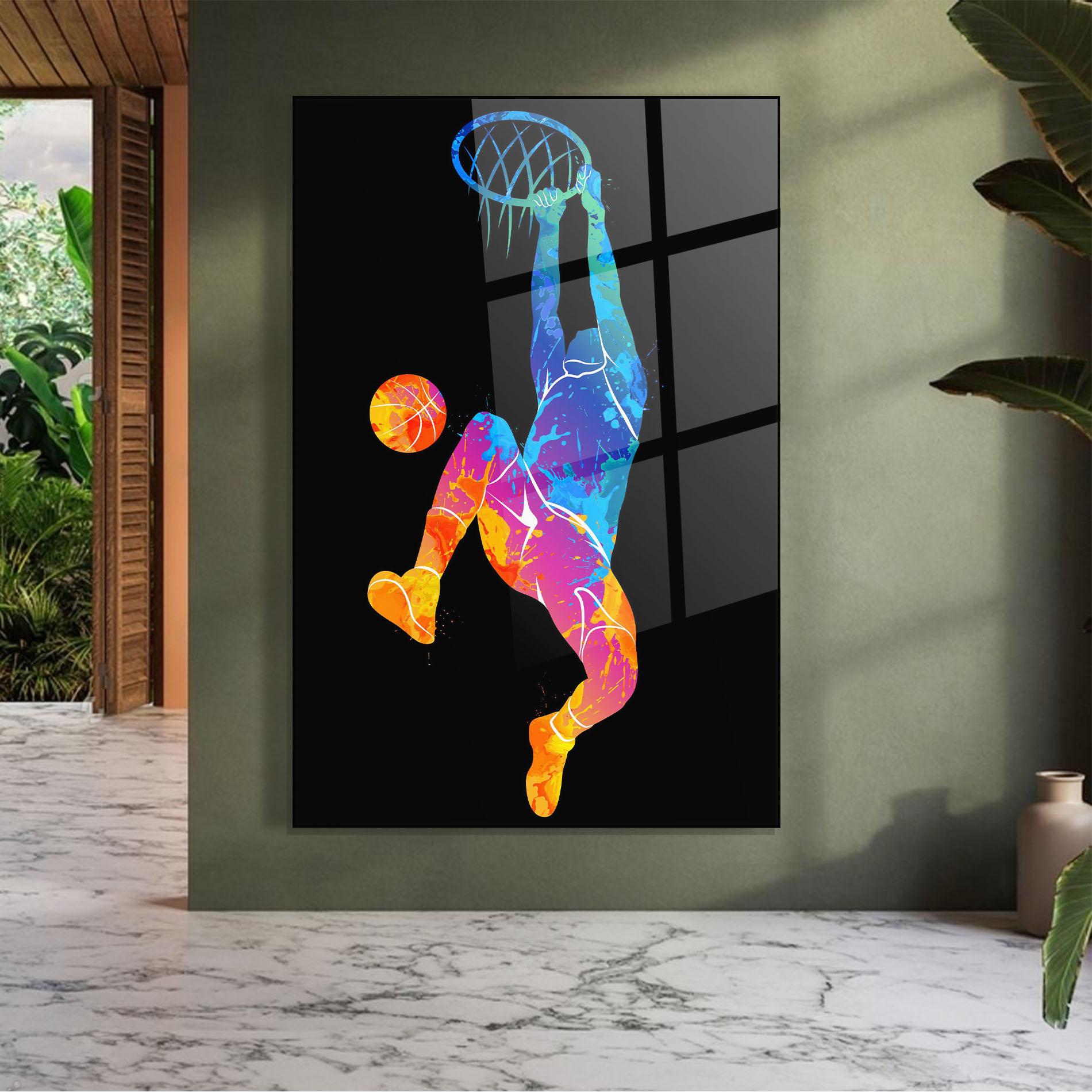 Стъклена картина Blue Basket Hoop mockup 7