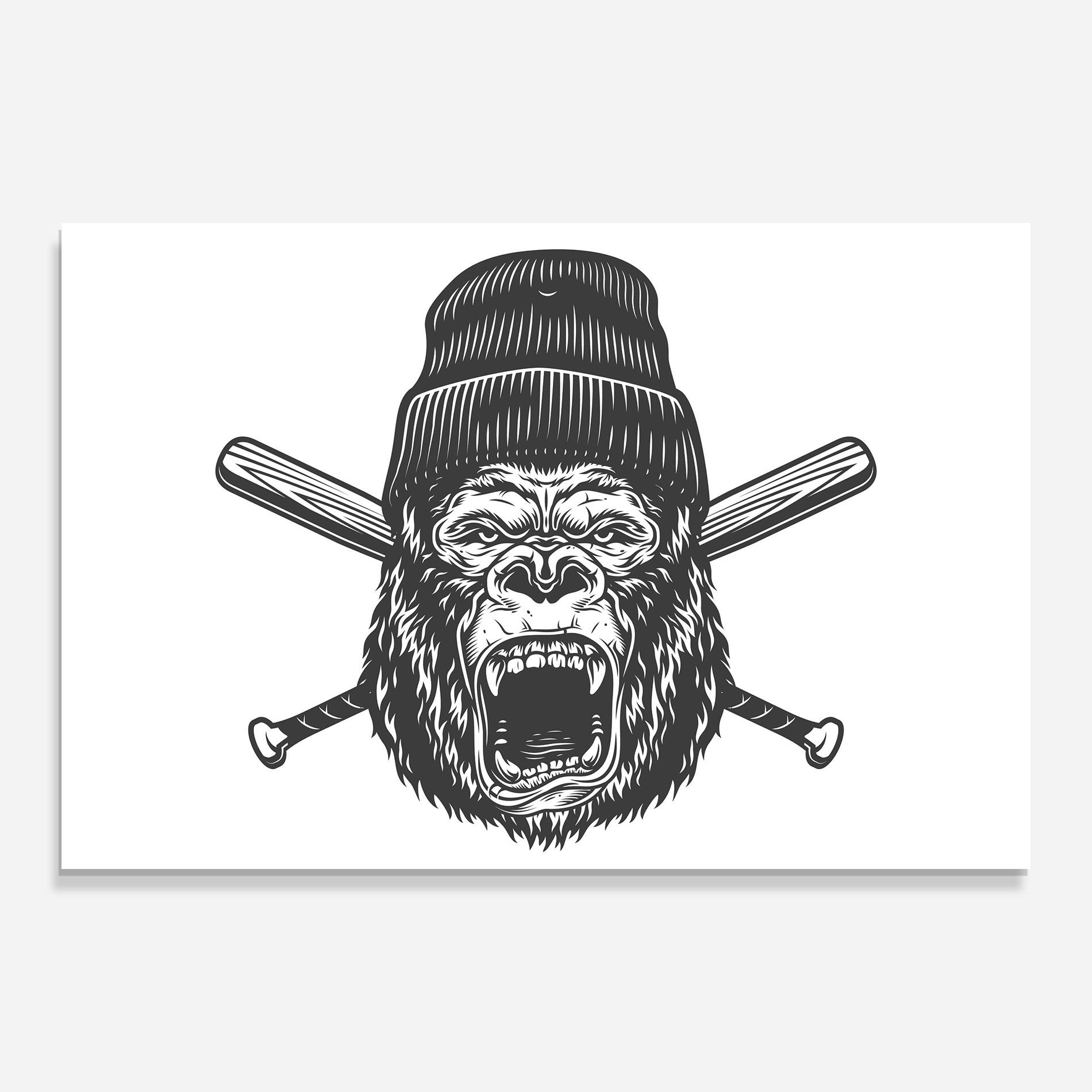 Стъклена картина Baseball Gorilla mockup 0