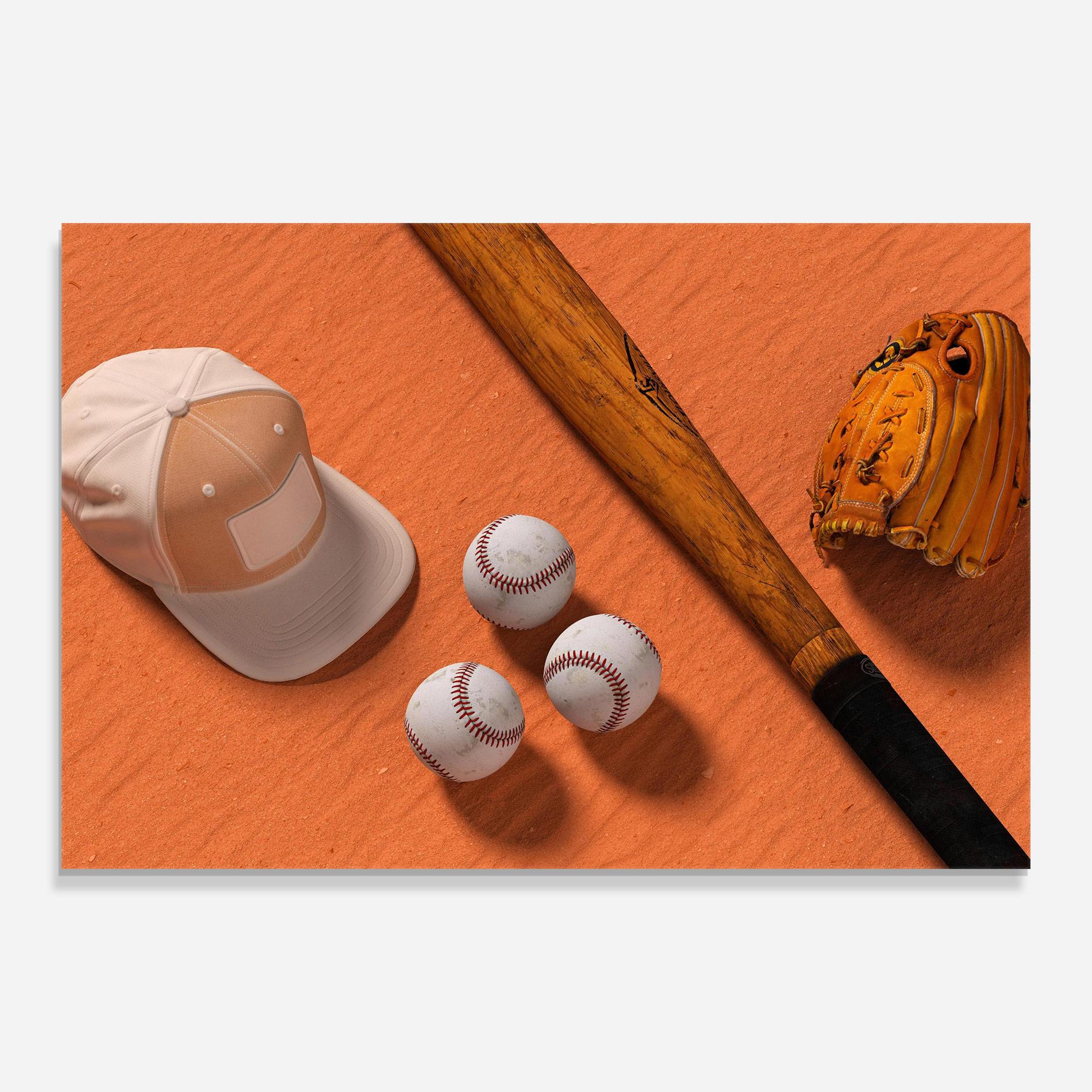 Стъклена картина Baseball Set On Orange mockup 0