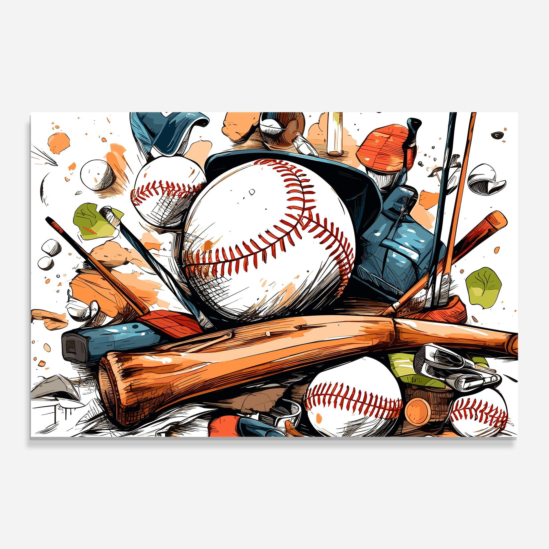 Стъклена картина Baseball Trash mockup 0