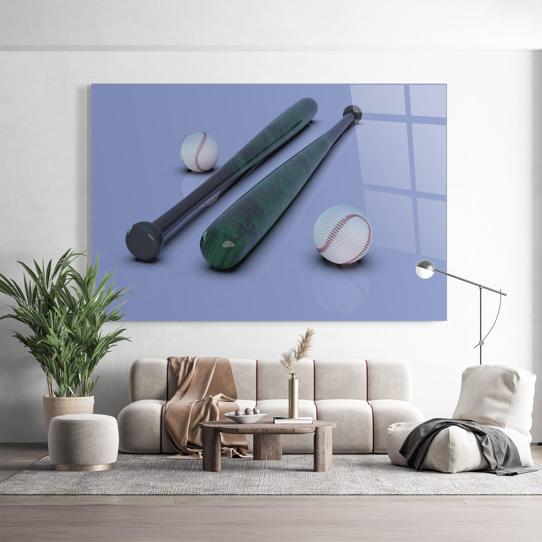 Стъклена картина Baseball Ball On Purple mockup 9