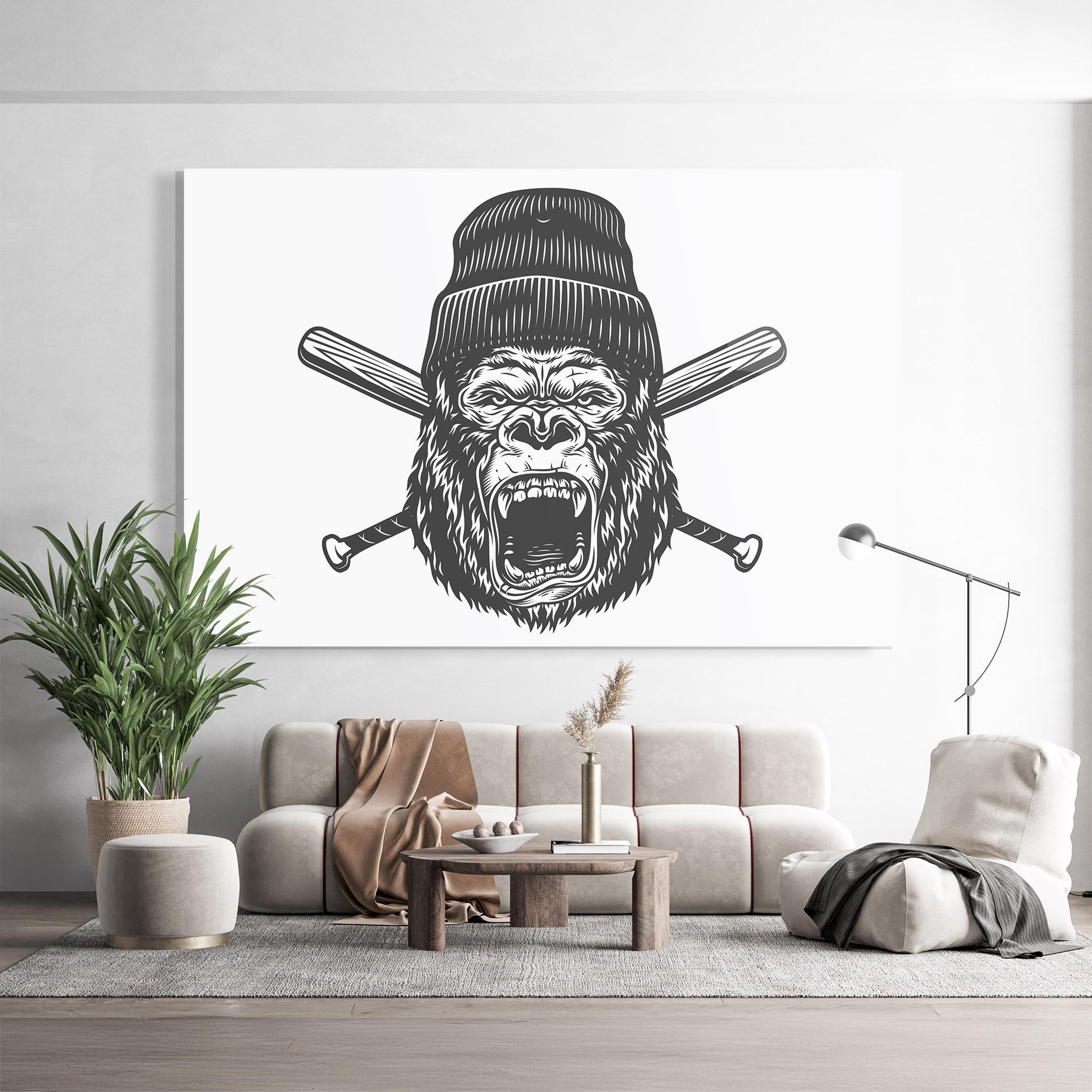 Стъклена картина Baseball Gorilla mockup 9