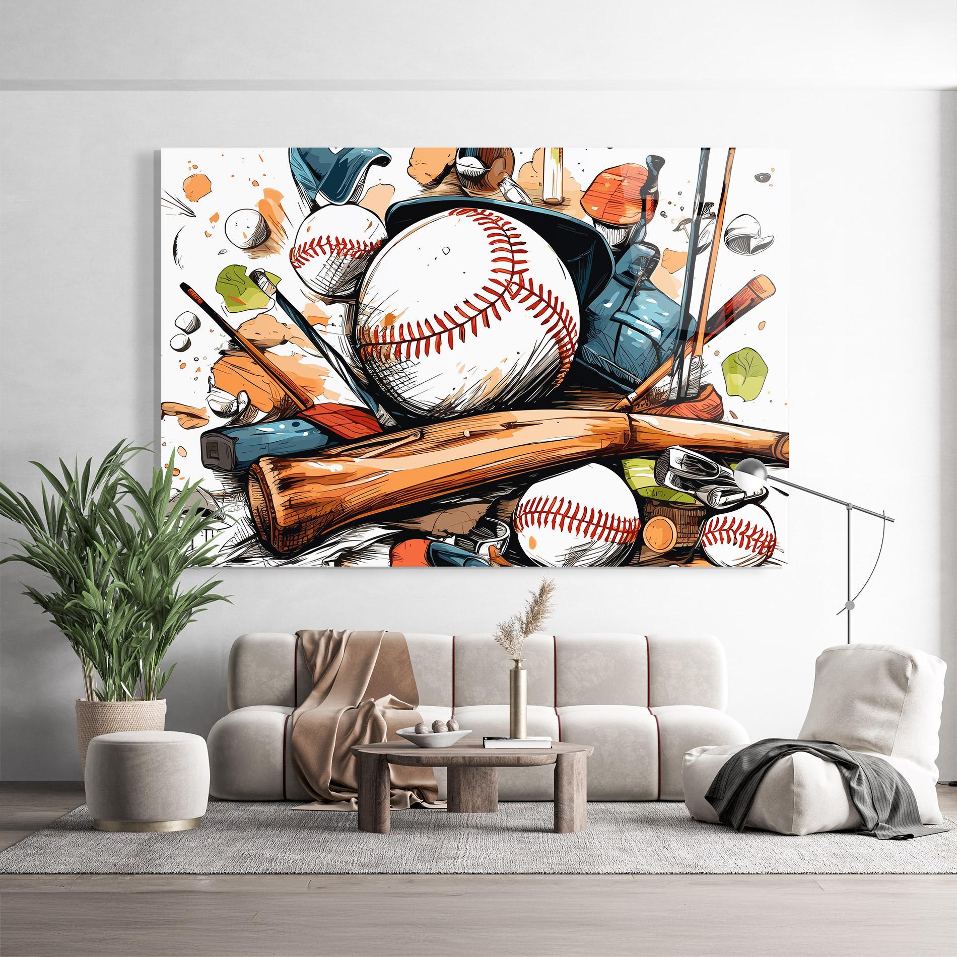 Стъклена картина Baseball Trash mockup 9