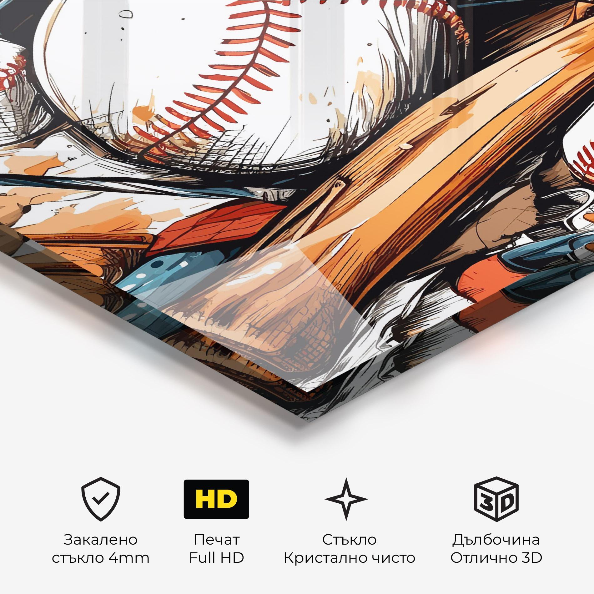 Стъклена картина Baseball Trash mockup 3