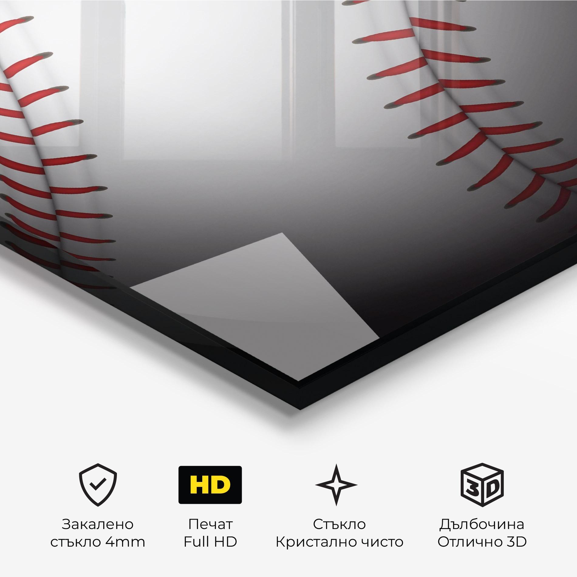 Стъклена картина Close Up Baseball mockup 3
