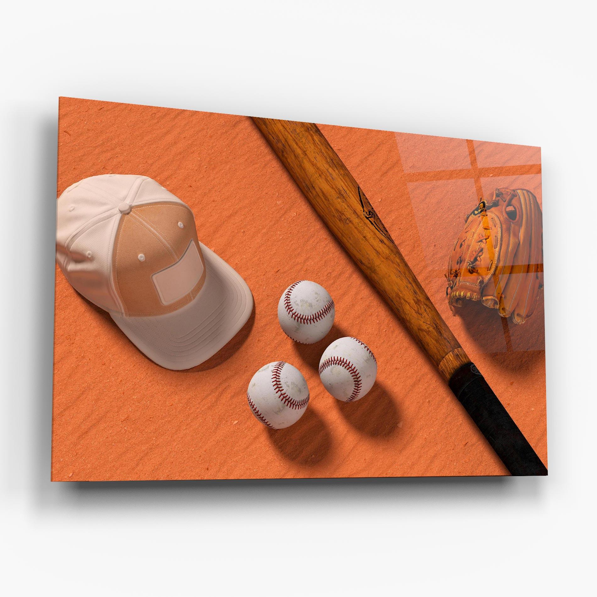 Стъклена картина Baseball Set On Orange mockup 6