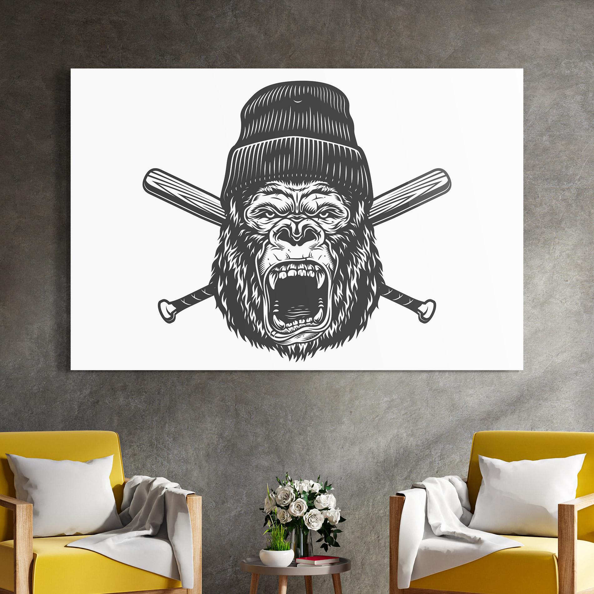 Стъклена картина Baseball Gorilla mockup 4