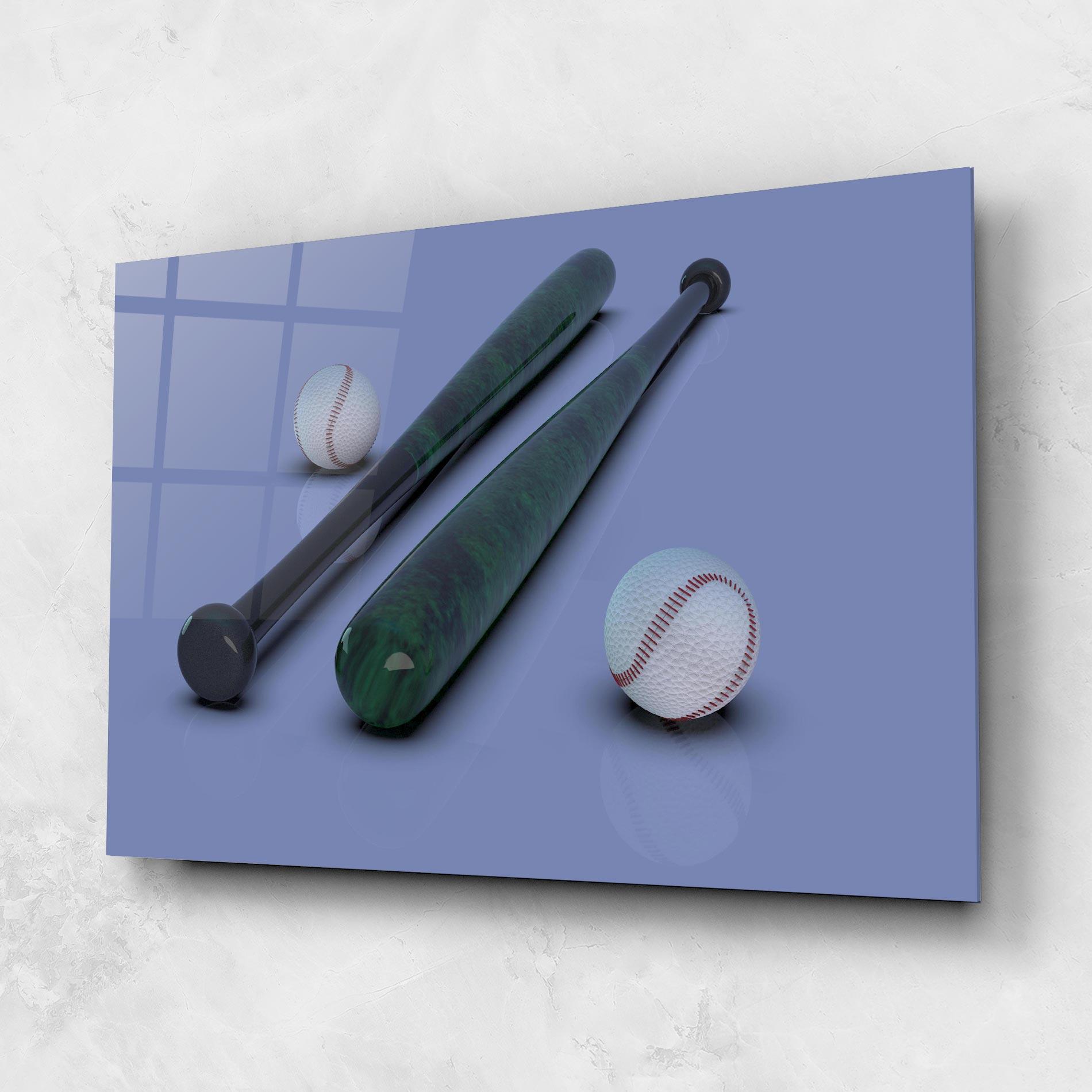 Стъклена картина Baseball Ball On Purple mockup 1