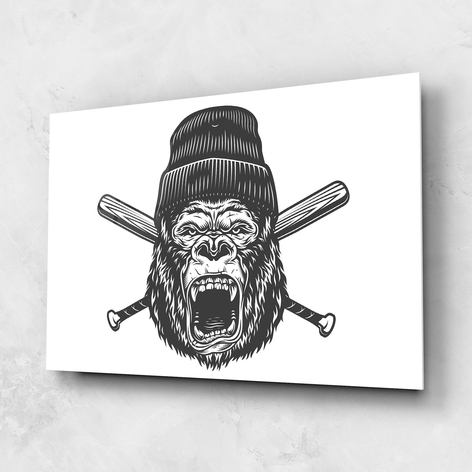 Стъклена картина Baseball Gorilla mockup 1