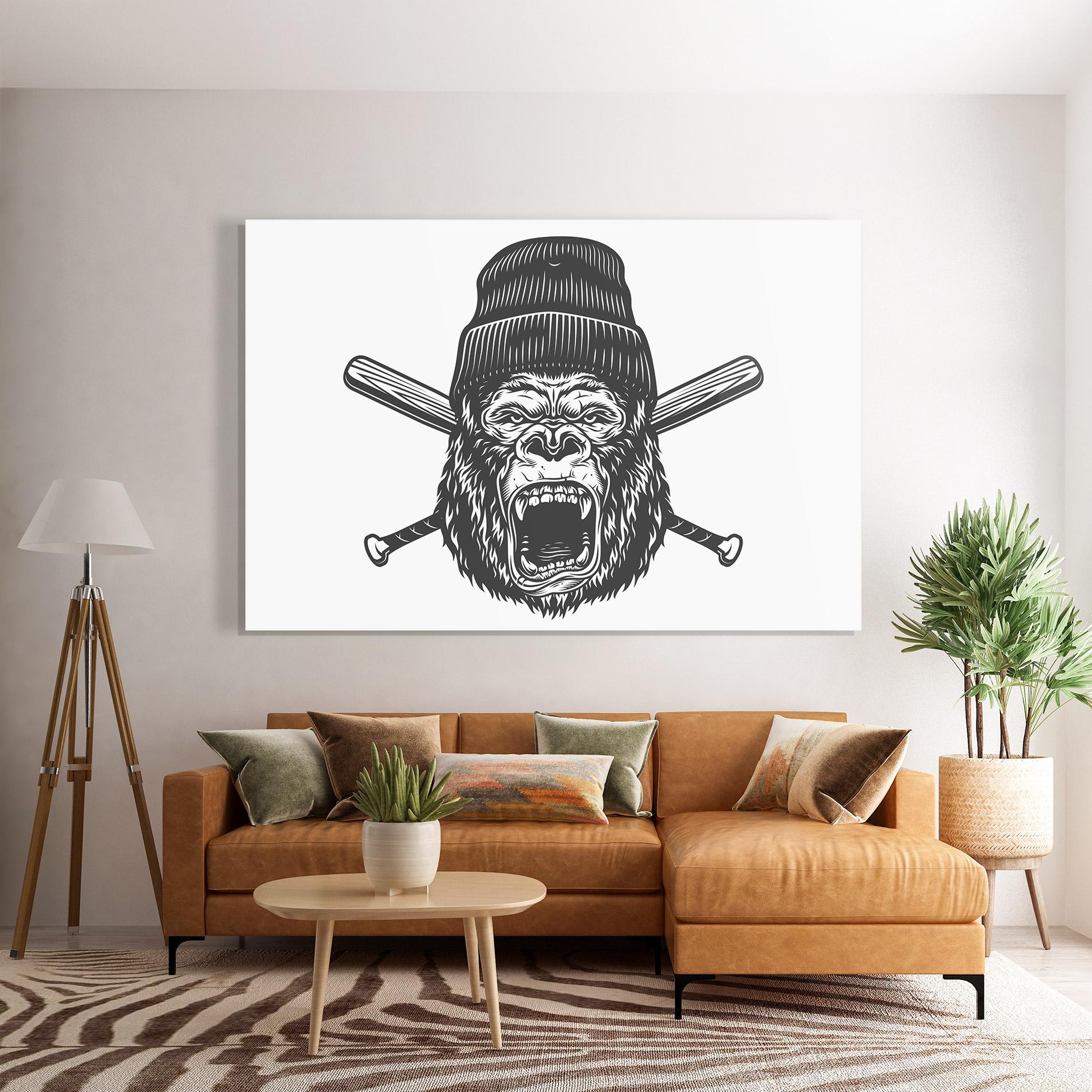 Стъклена картина Baseball Gorilla mockup 7