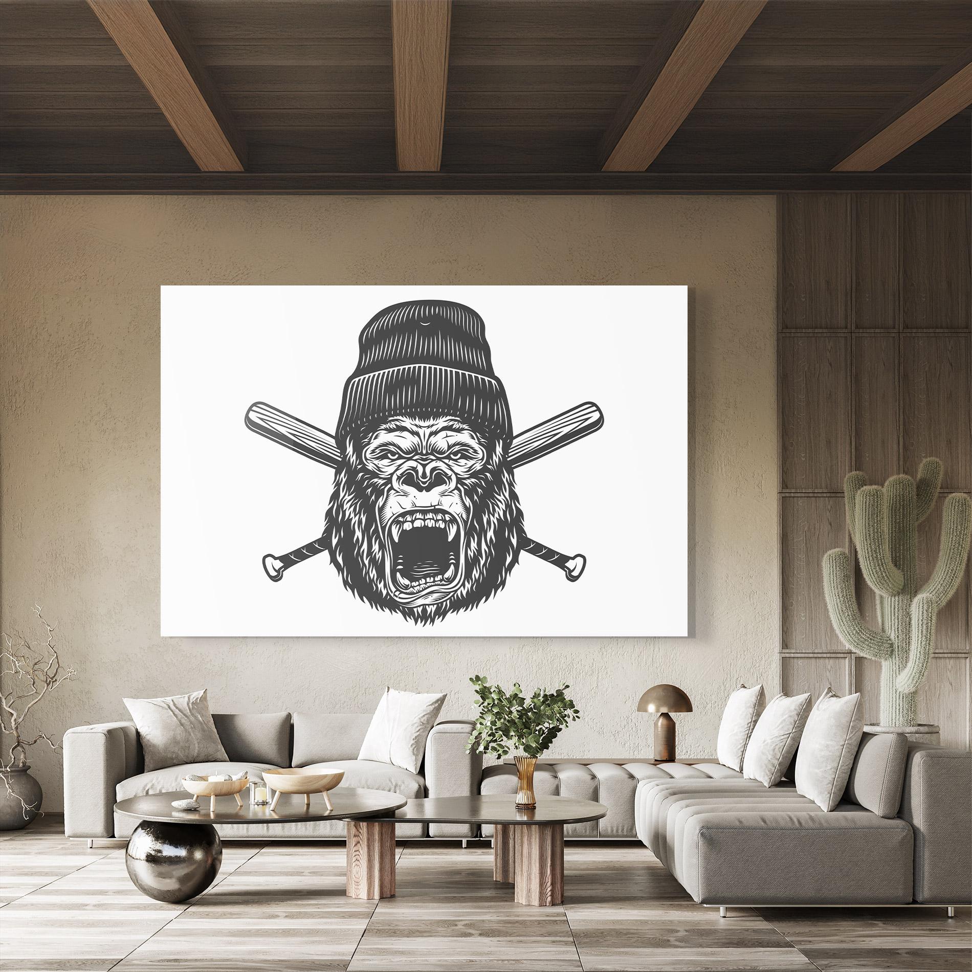 Стъклена картина Baseball Gorilla mockup 8