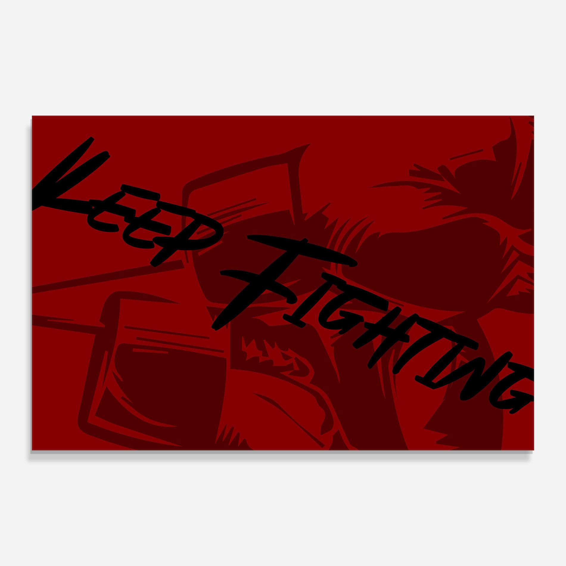 Стъклена картина Keep Fighting mockup 0